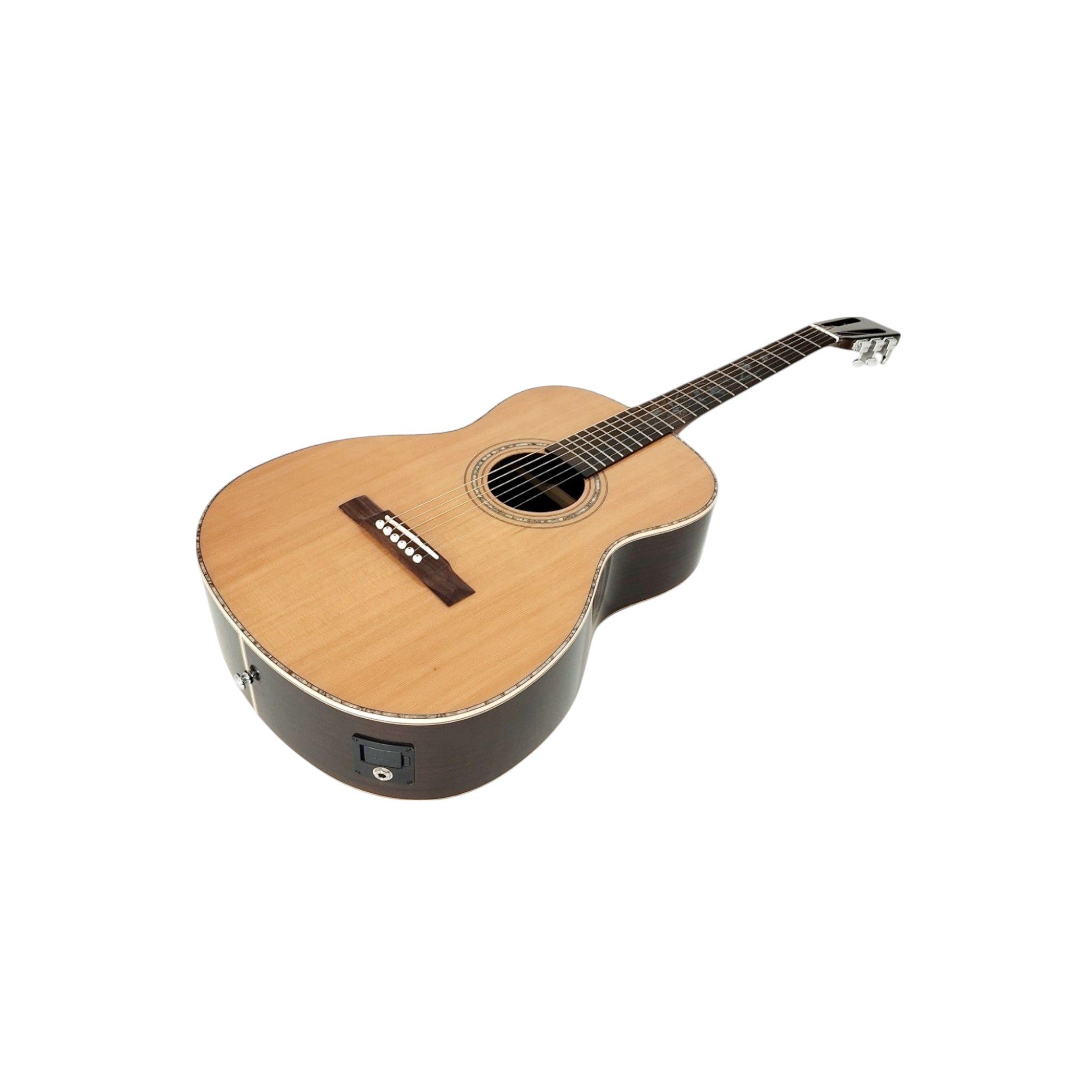 Haze Lotus CREQ Concert Acoustic-Electric Guitar – Solid Cedar Top, Gloss Natural, Abalone Vine Inlay