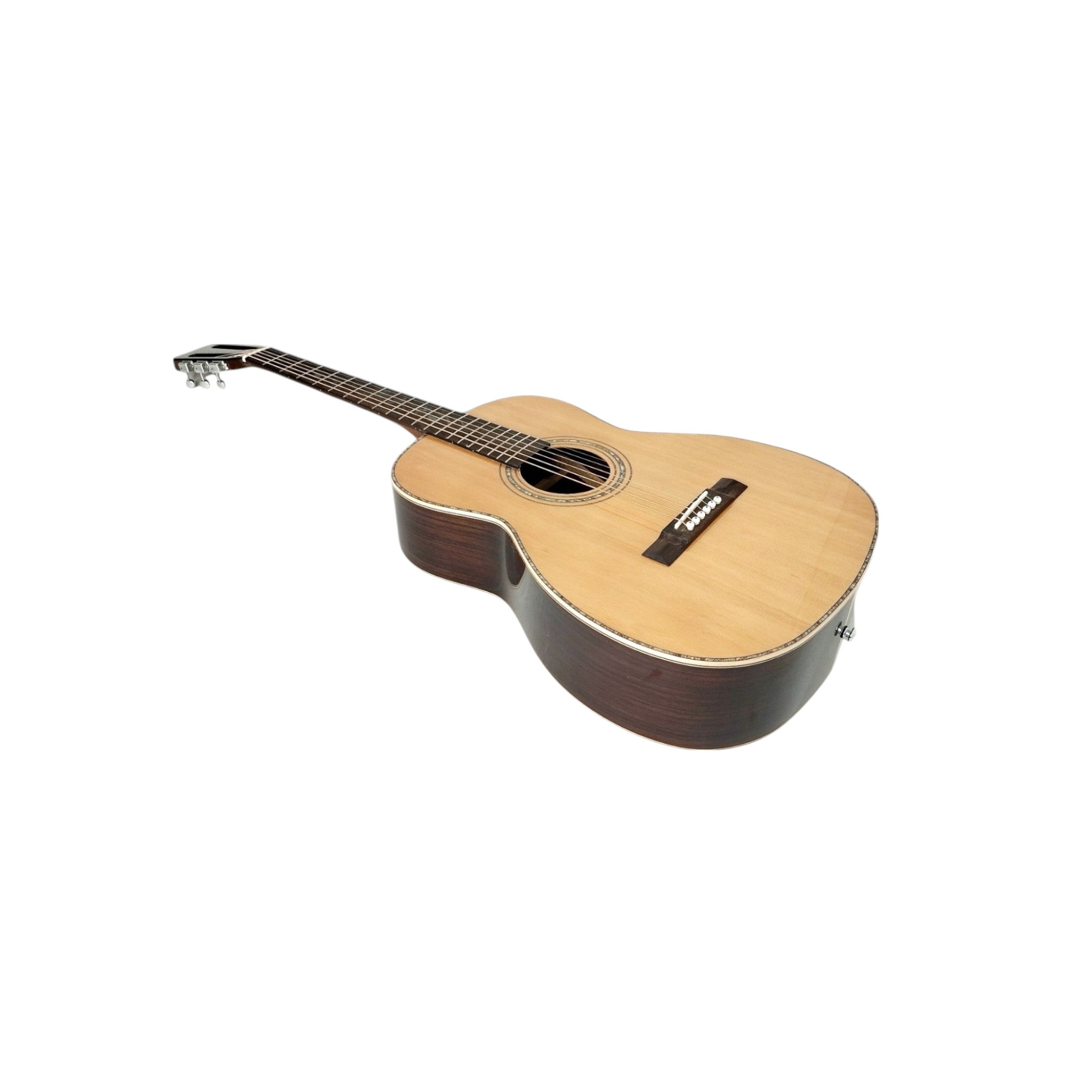 Haze LOTUS Parlor Acoustic Guitar – Solid Cedar Top, Gloss Natural, Abalone Vine Inlay