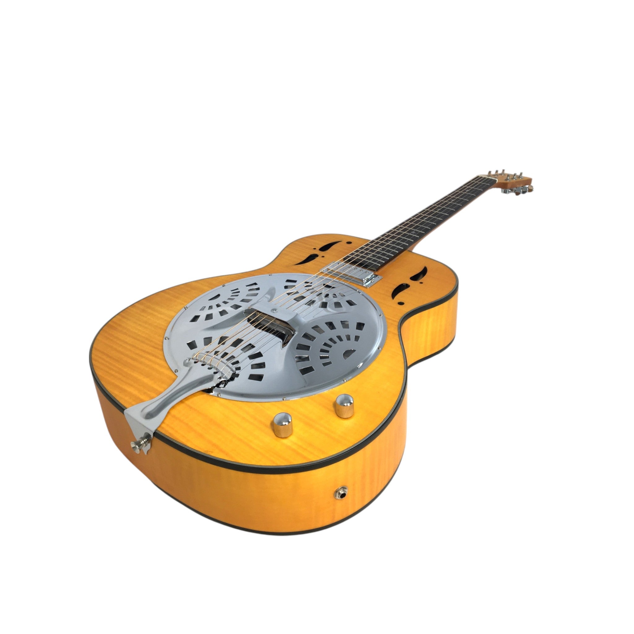 Haze SDG727 Roundneck Resonator Guitar, Flame Maple, with Pickups + Free Gig Bag