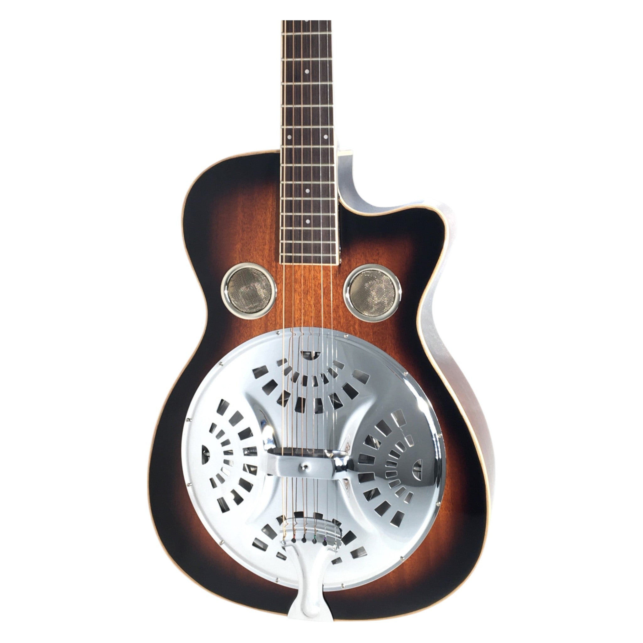 Haze SDG738 All-Mahogany Roundneck Resonator Guitar, Tobacco Sunburst with Bag