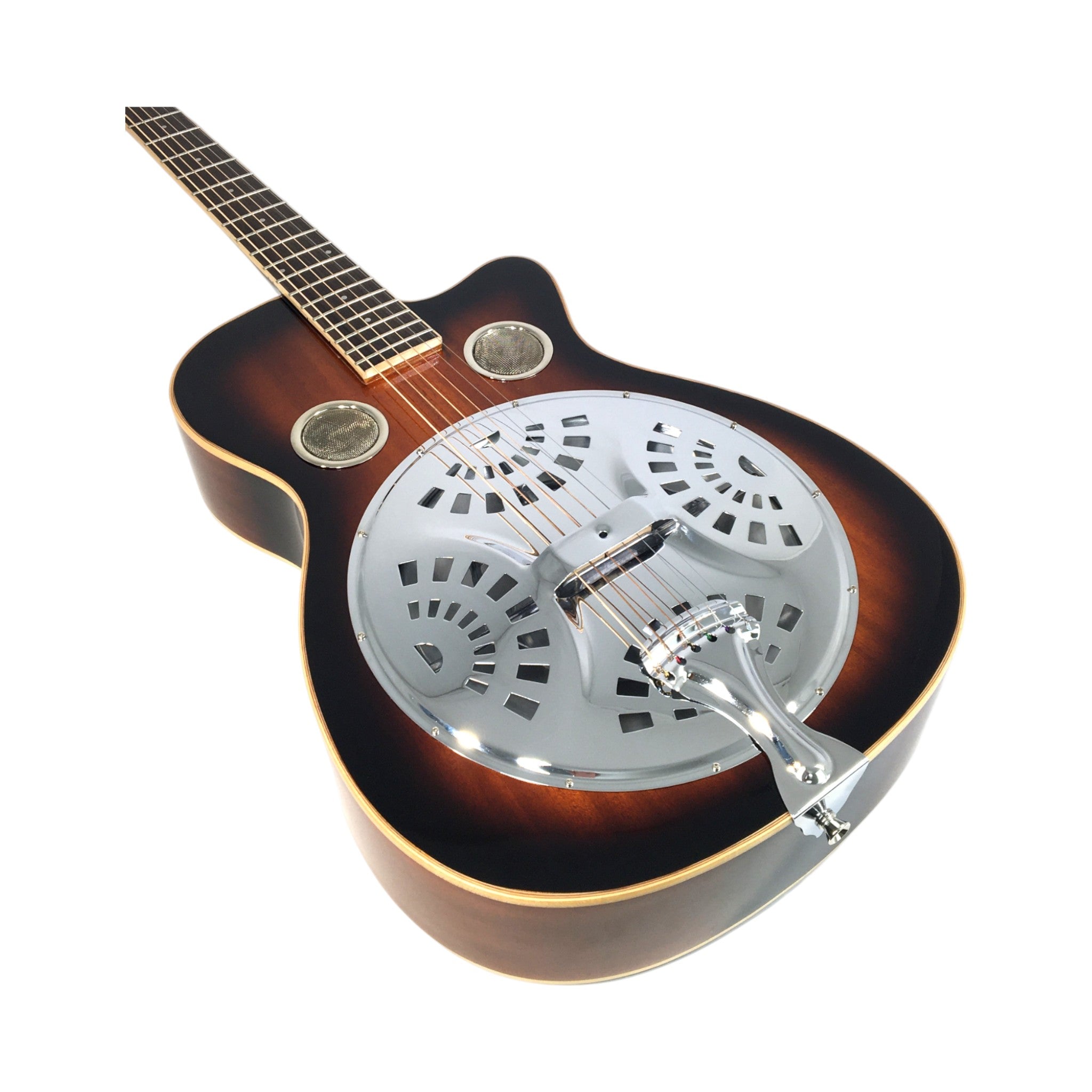 Haze SDG738 All-Mahogany Roundneck Resonator Guitar, Tobacco Sunburst with Bag