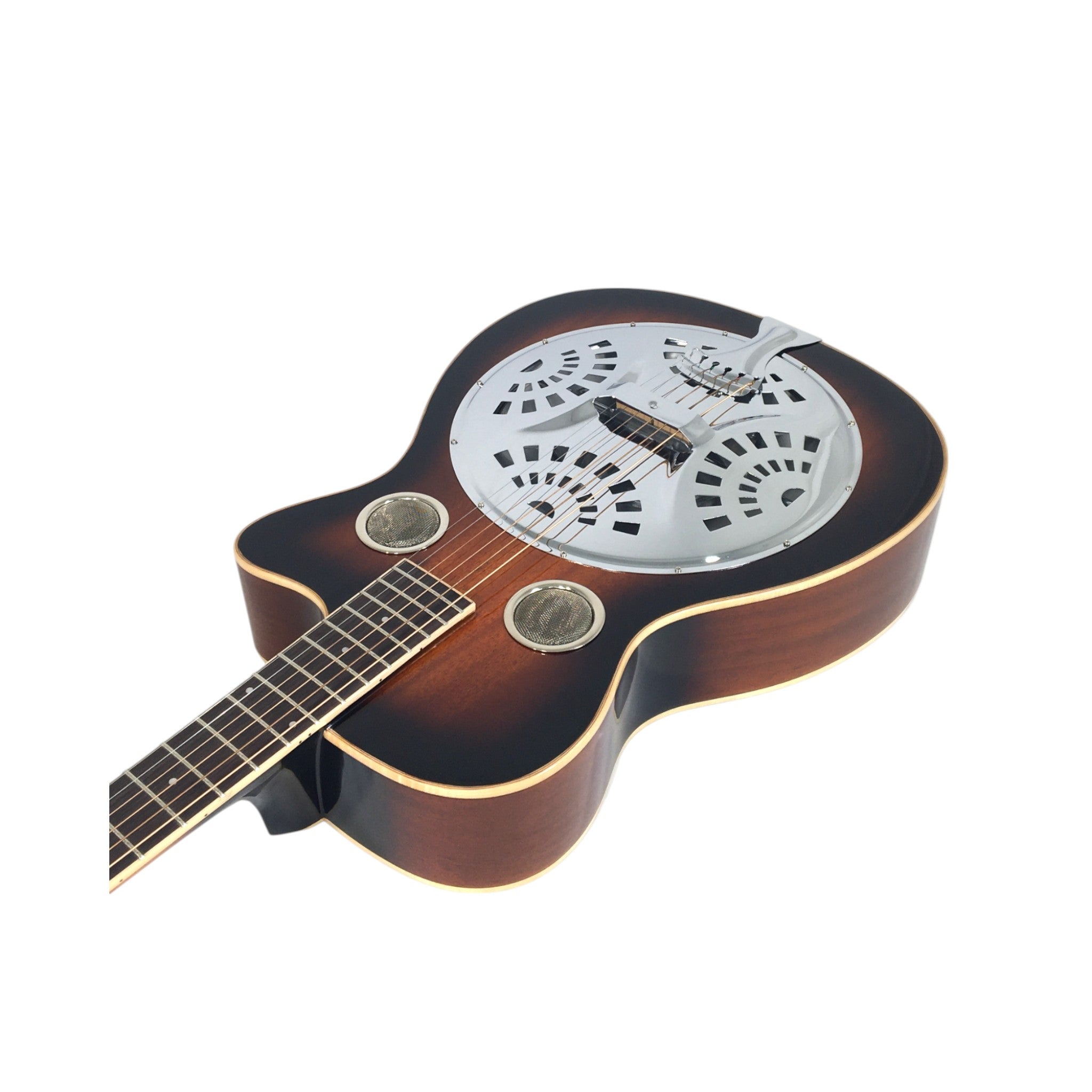 Haze SDG738 All-Mahogany Roundneck Resonator Guitar, Tobacco Sunburst with Bag