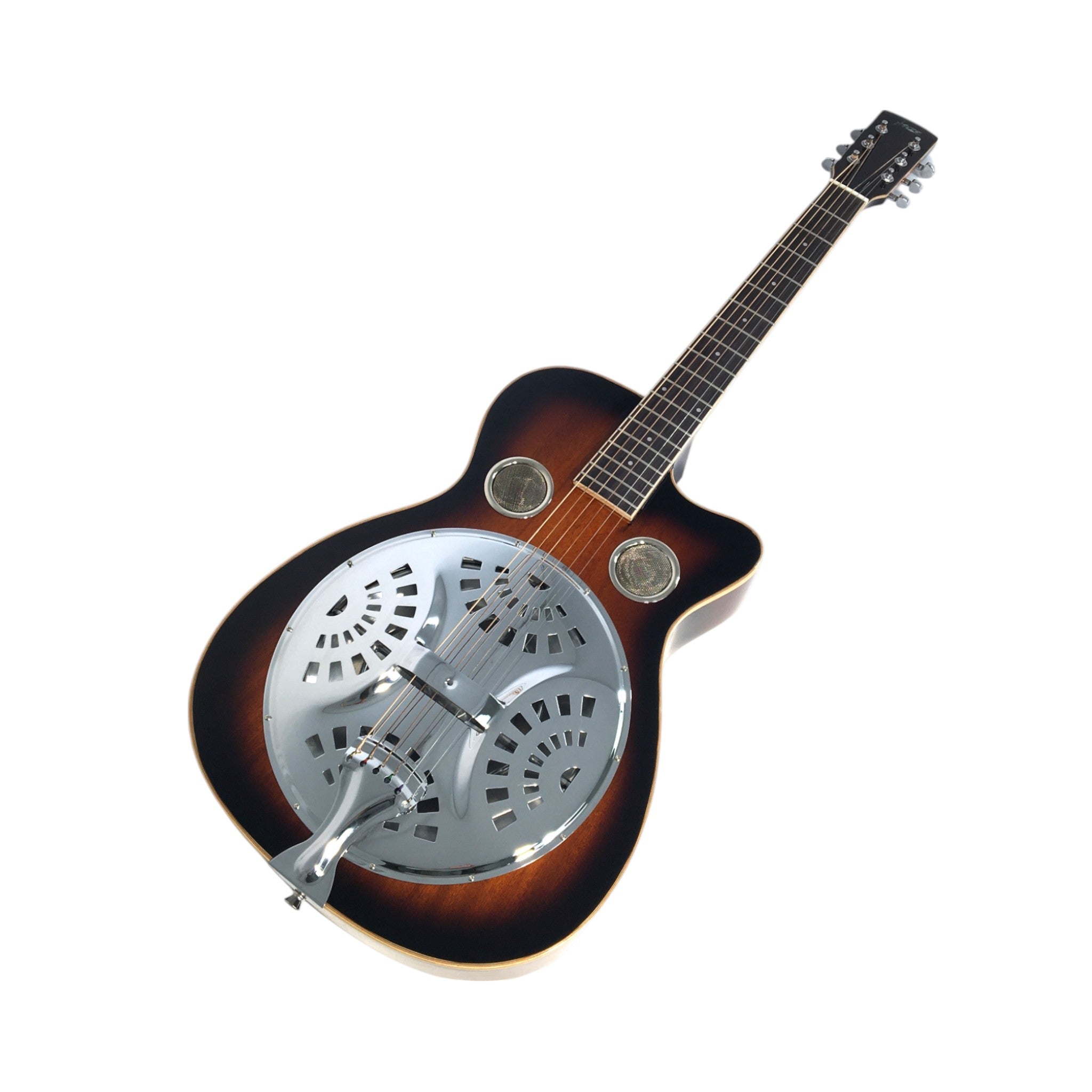 Haze SDG738 All-Mahogany Roundneck Resonator Guitar, Tobacco Sunburst with Bag