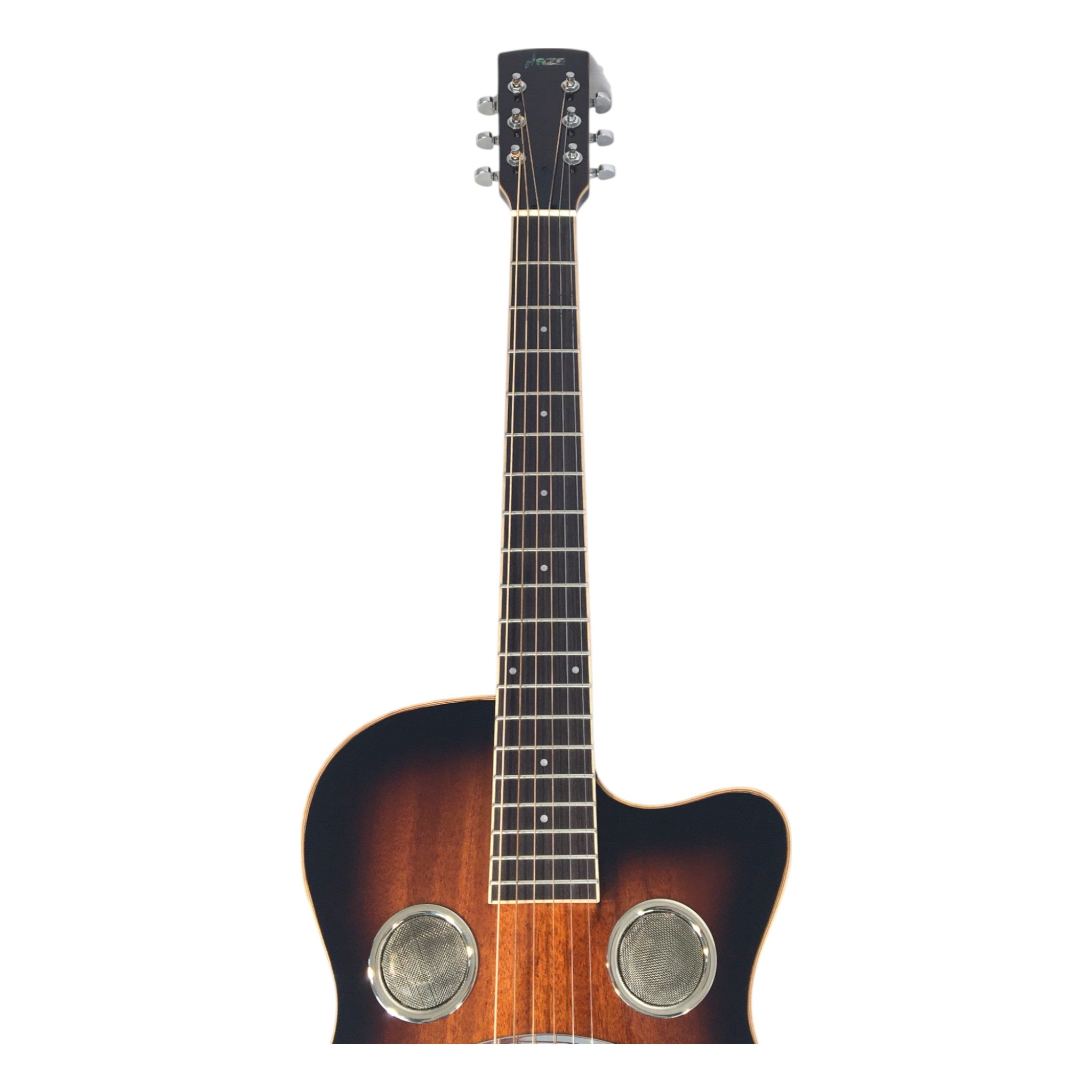 Haze SDG738 All-Mahogany Roundneck Resonator Guitar, Tobacco Sunburst with Bag