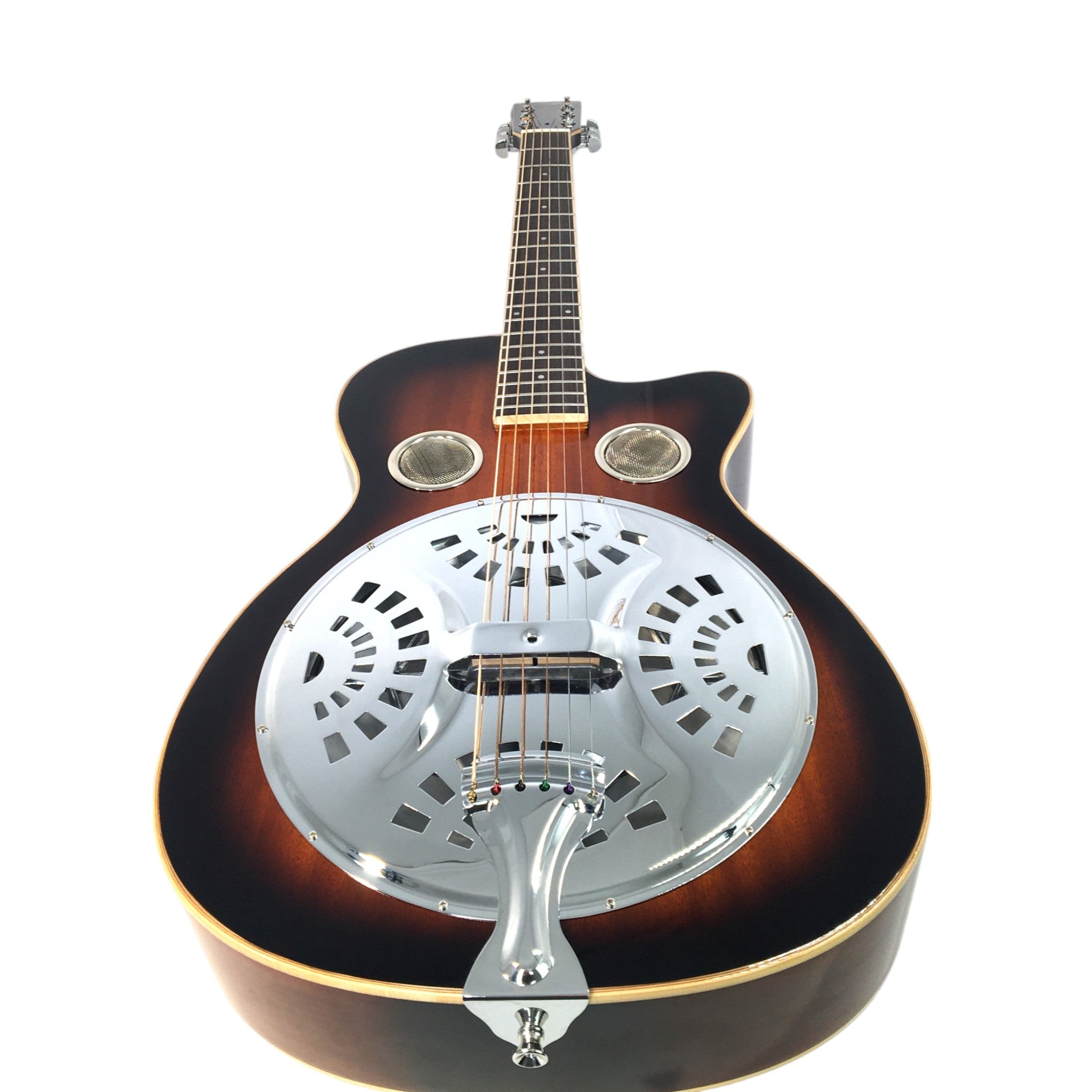 Haze SDG738 All-Mahogany Roundneck Resonator Guitar, Tobacco Sunburst with Bag