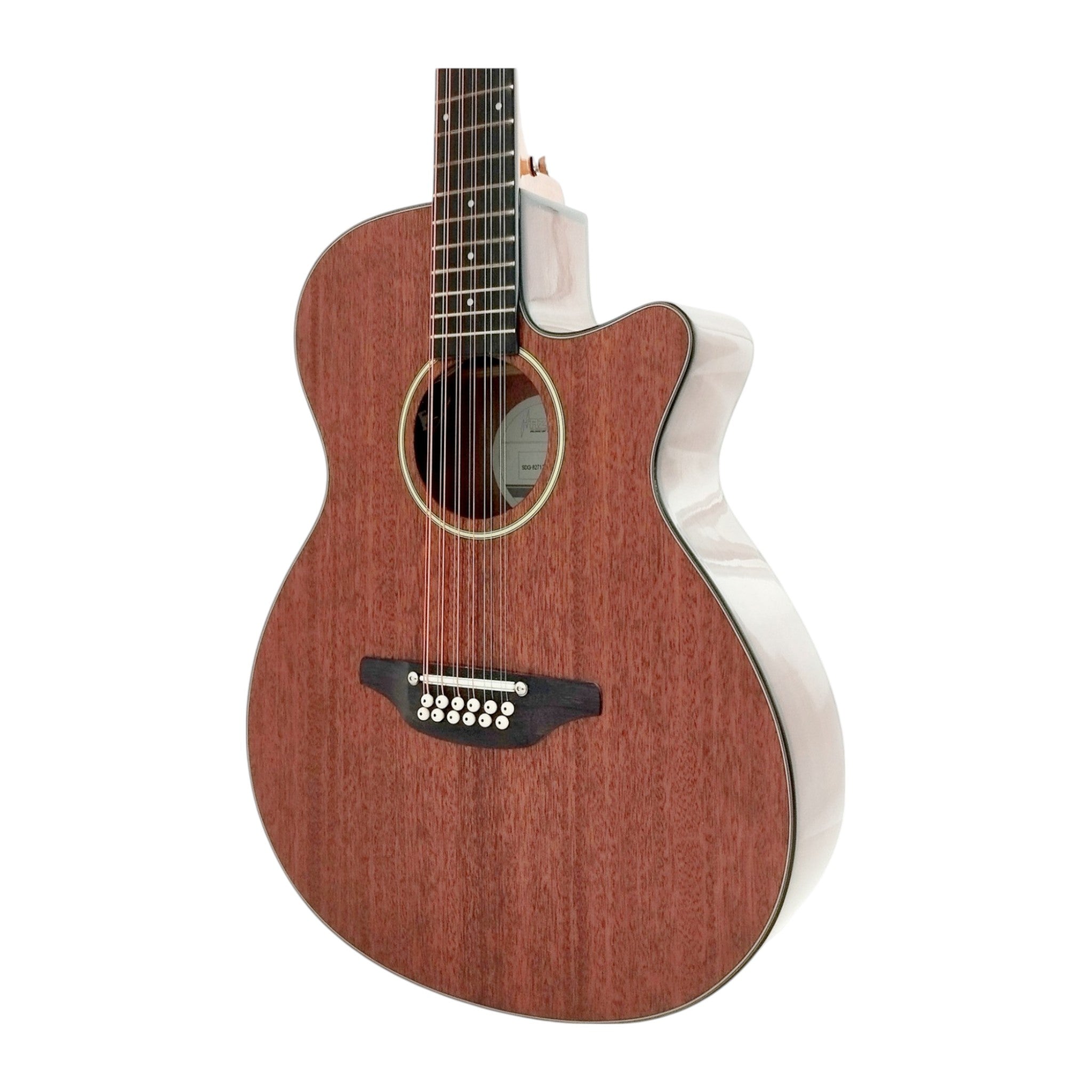 Haze SDG82712CEQSM 12-String Mahogany/Sapele Body Acoustic-Electric Guitar with Height Adjustable Saddle - Natural