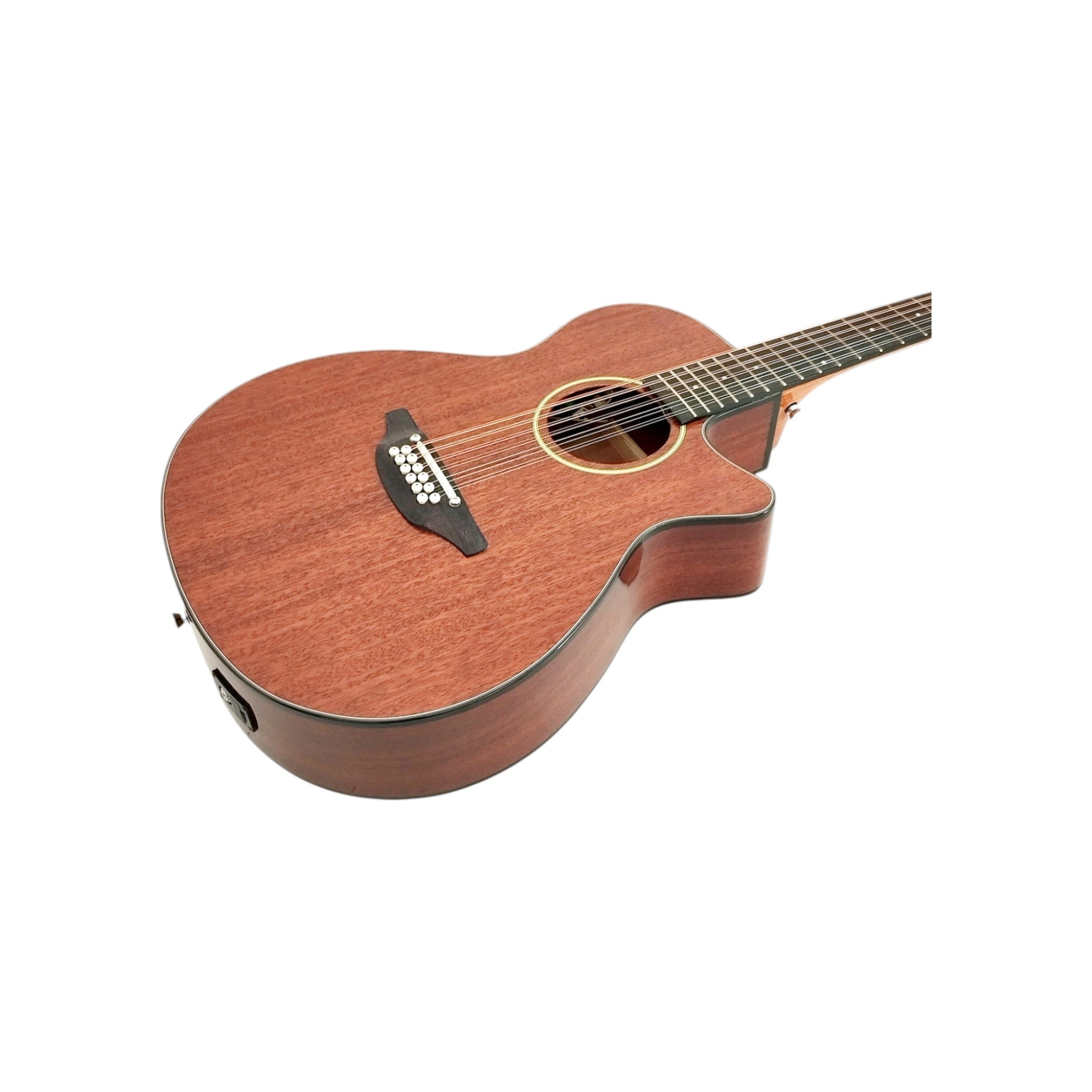 Haze SDG82712CEQSM 12-String Mahogany/Sapele Body Acoustic-Electric Guitar with Height Adjustable Saddle - Natural