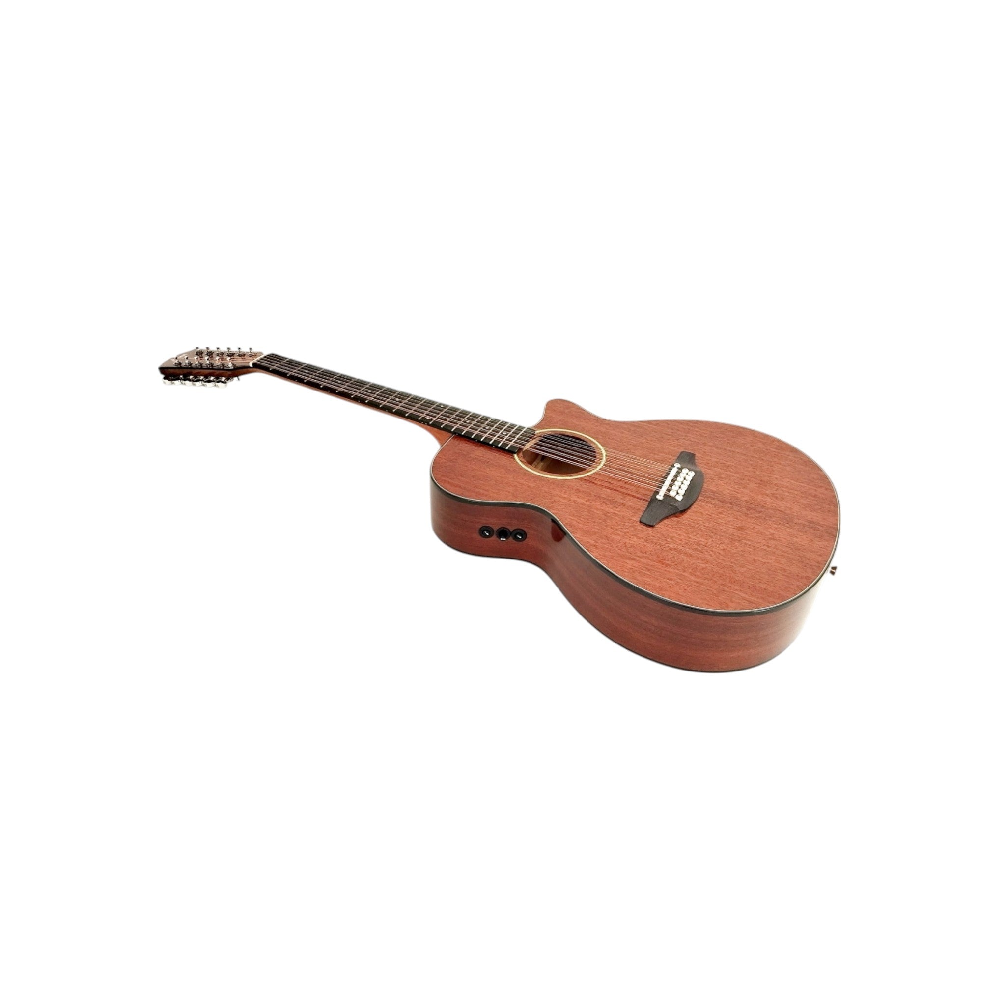 Haze SDG82712CEQSM 12-String Mahogany/Sapele Body Acoustic-Electric Guitar with Height Adjustable Saddle - Natural