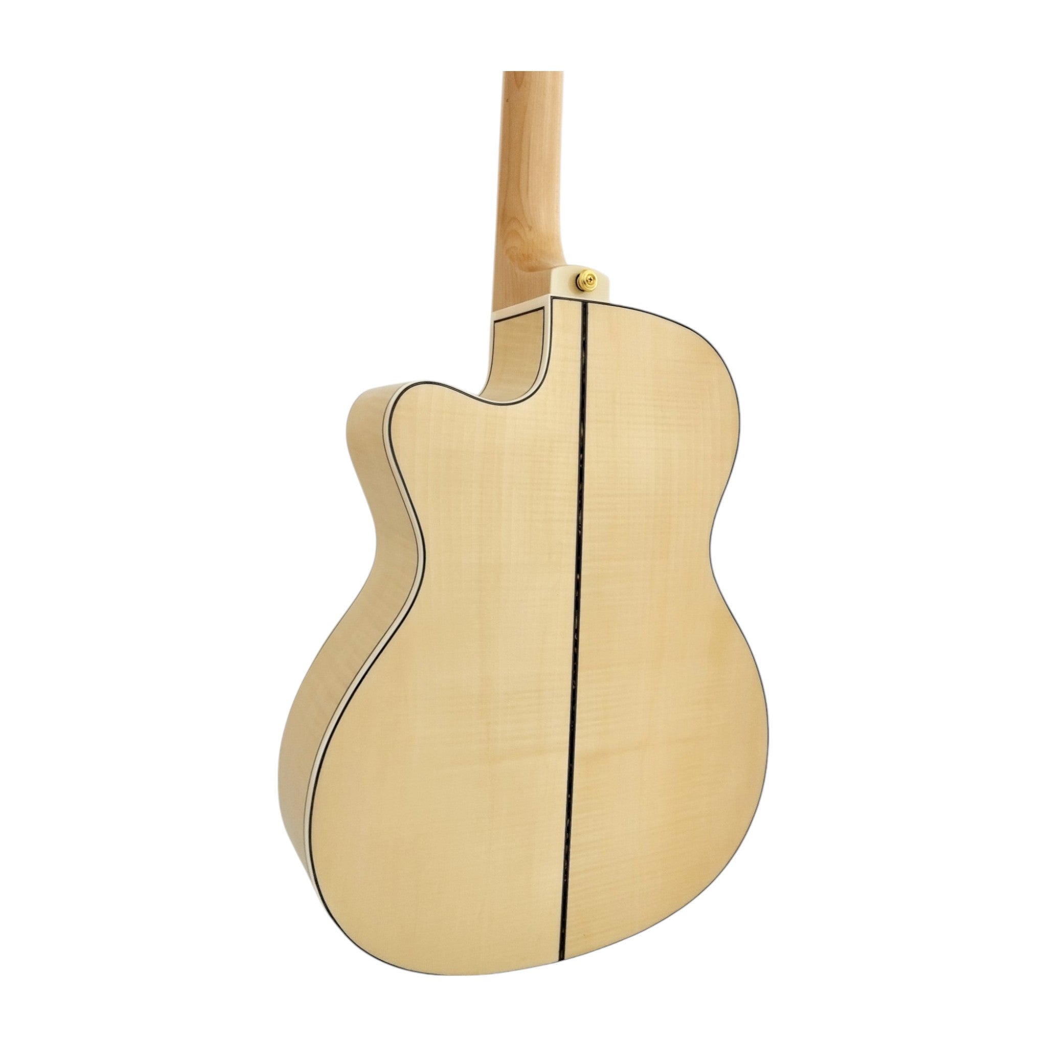 Haze SDG837SPCEQN All Flame Maple with Double OS1 Vibration Pickup Cutaway Acoustic Guitar - Natural