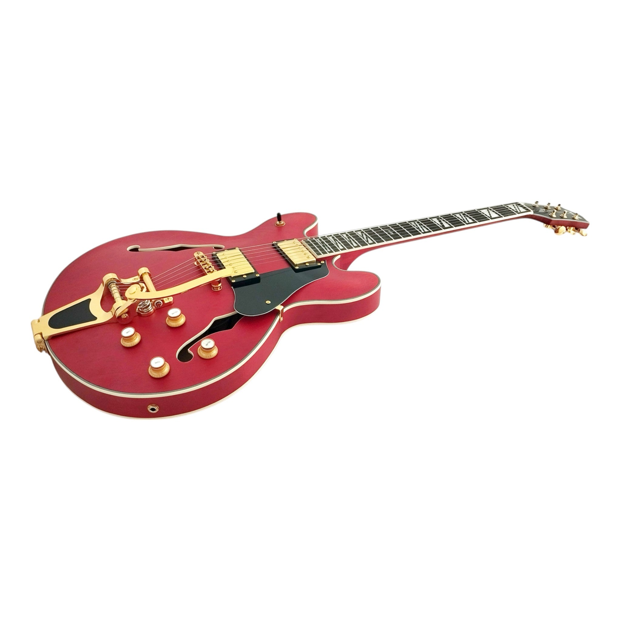 Haze SEG1975 Red Semi-Hollow Electric Guitar with Bigsby Tremolo