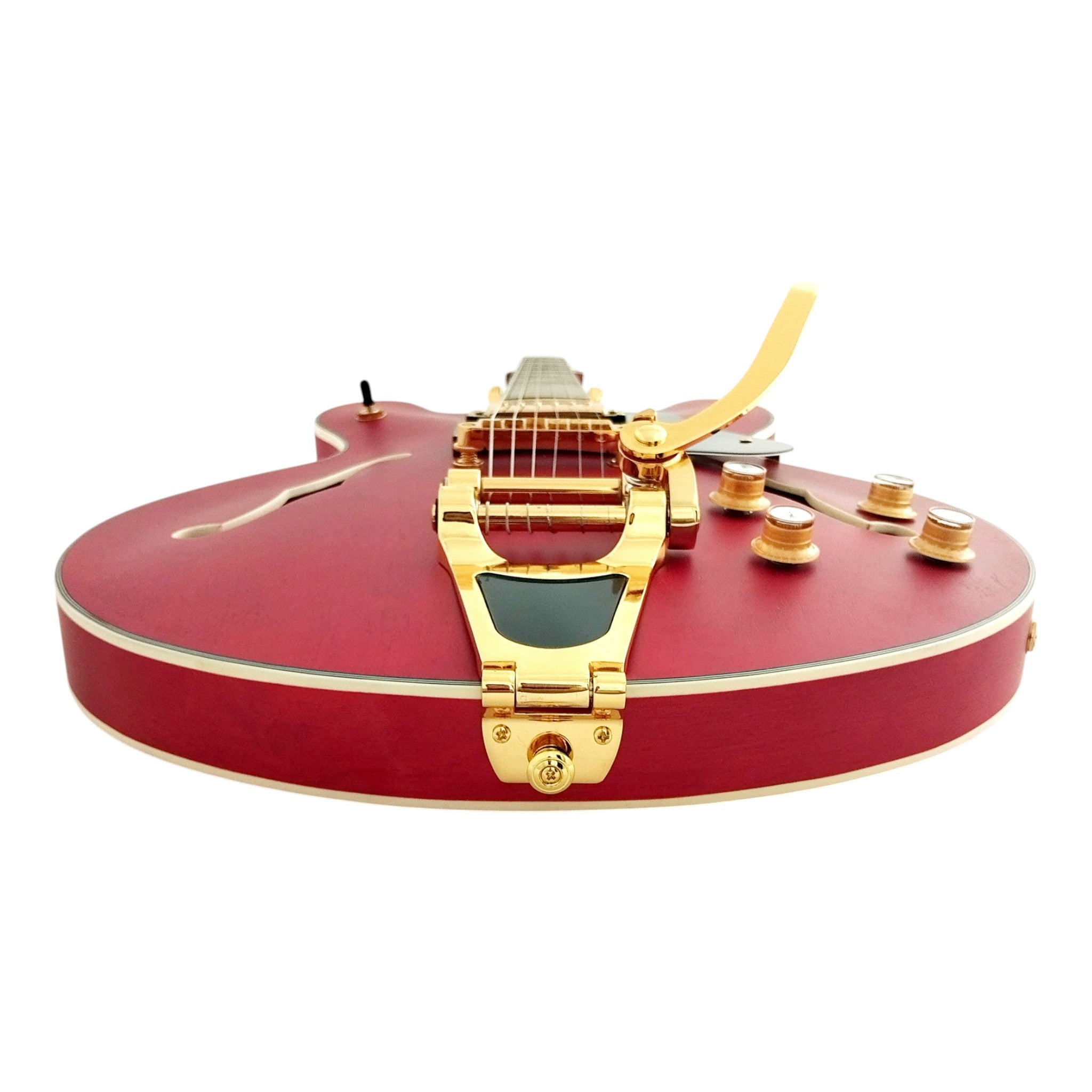 Haze SEG1975 Red Semi-Hollow Electric Guitar with Bigsby Tremolo