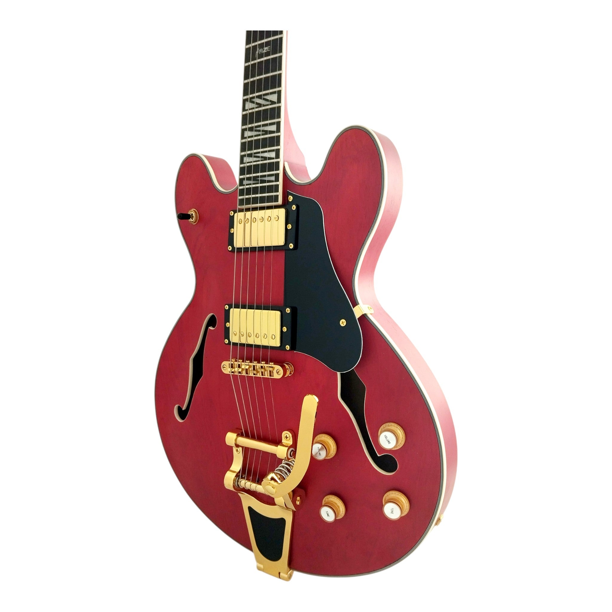 Haze SEG1975 Red Semi-Hollow Electric Guitar with Bigsby Tremolo