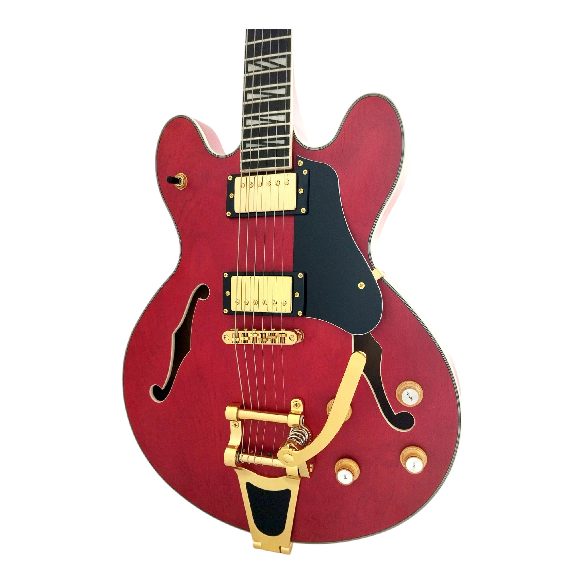 Haze SEG1975 Red Semi-Hollow Electric Guitar with Bigsby Tremolo