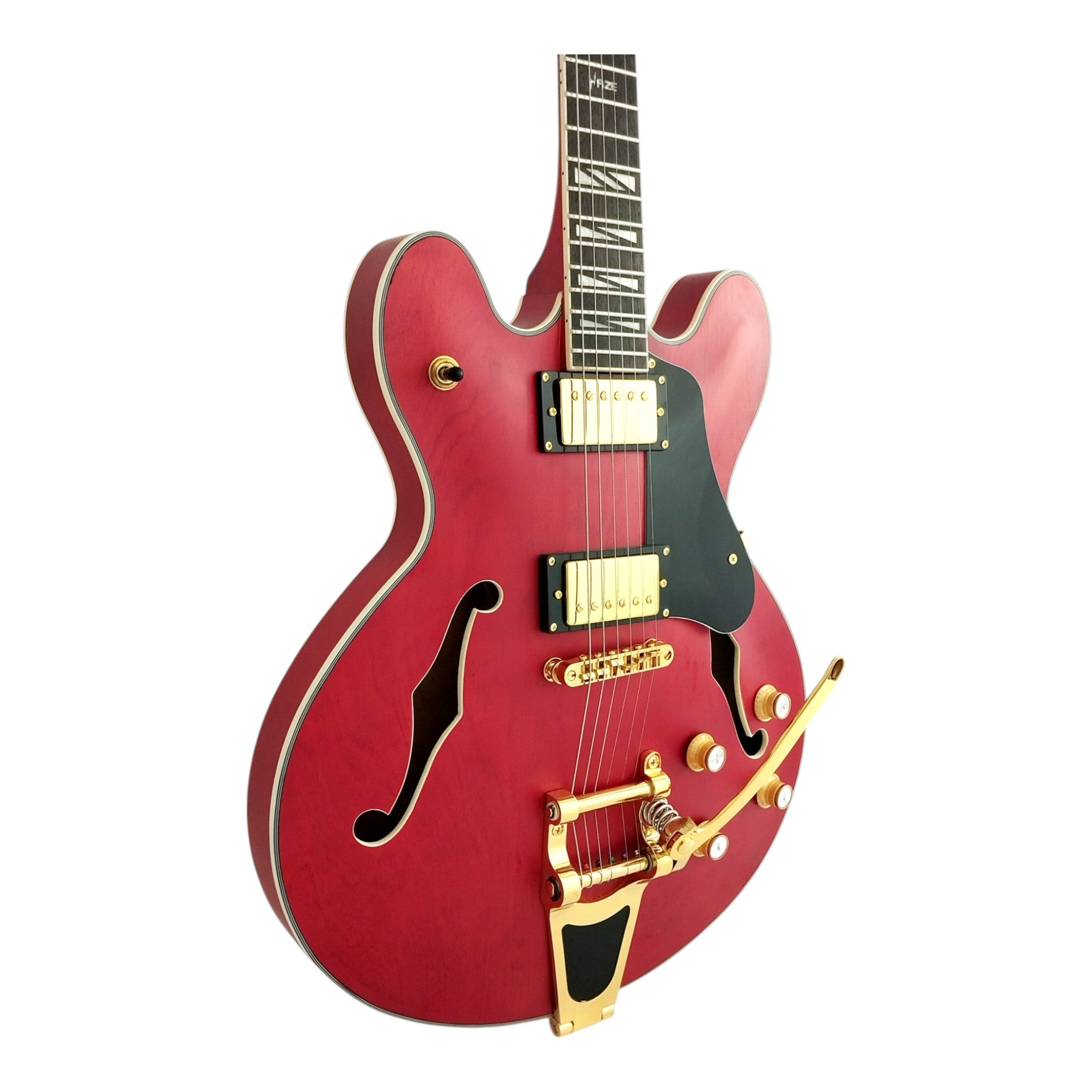 Haze SEG1975 Red Semi-Hollow Electric Guitar with Bigsby Tremolo