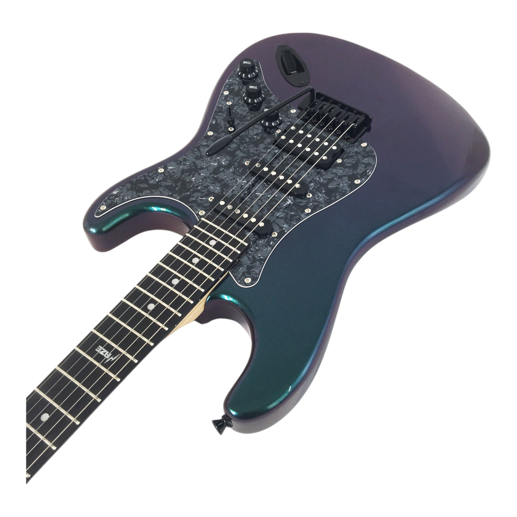 Haze SEG211 Chameleon Green/Purple HST Electric Guitar + 10W Amp. (Optional)