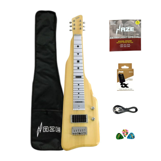 Haze SEG217N Natural Lap Steel Electric Guitar with Split Coil and Humbuckers
