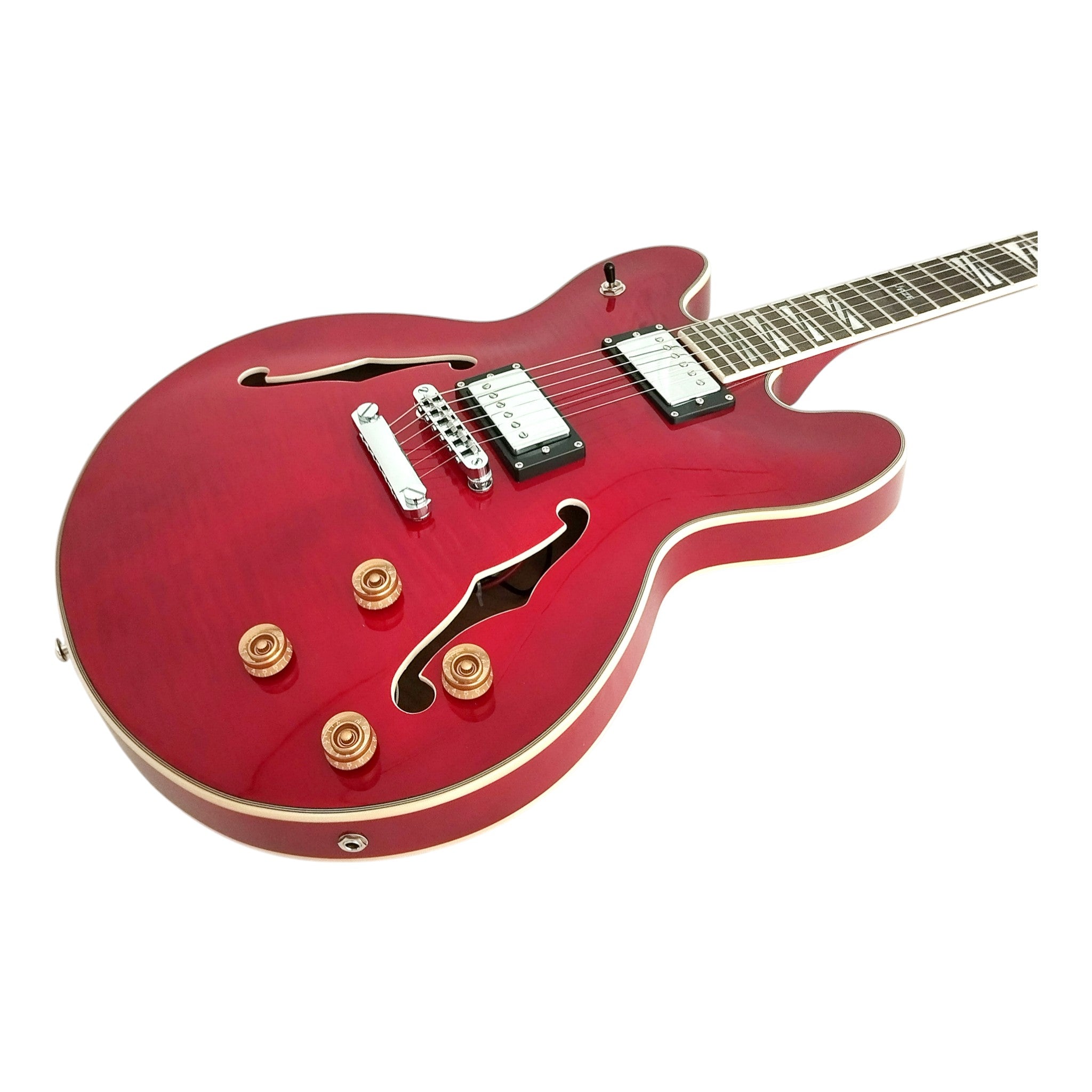 Haze SEG272 Cherry Red Semi-Hollow Electric Guitar with Dual Humbuckers