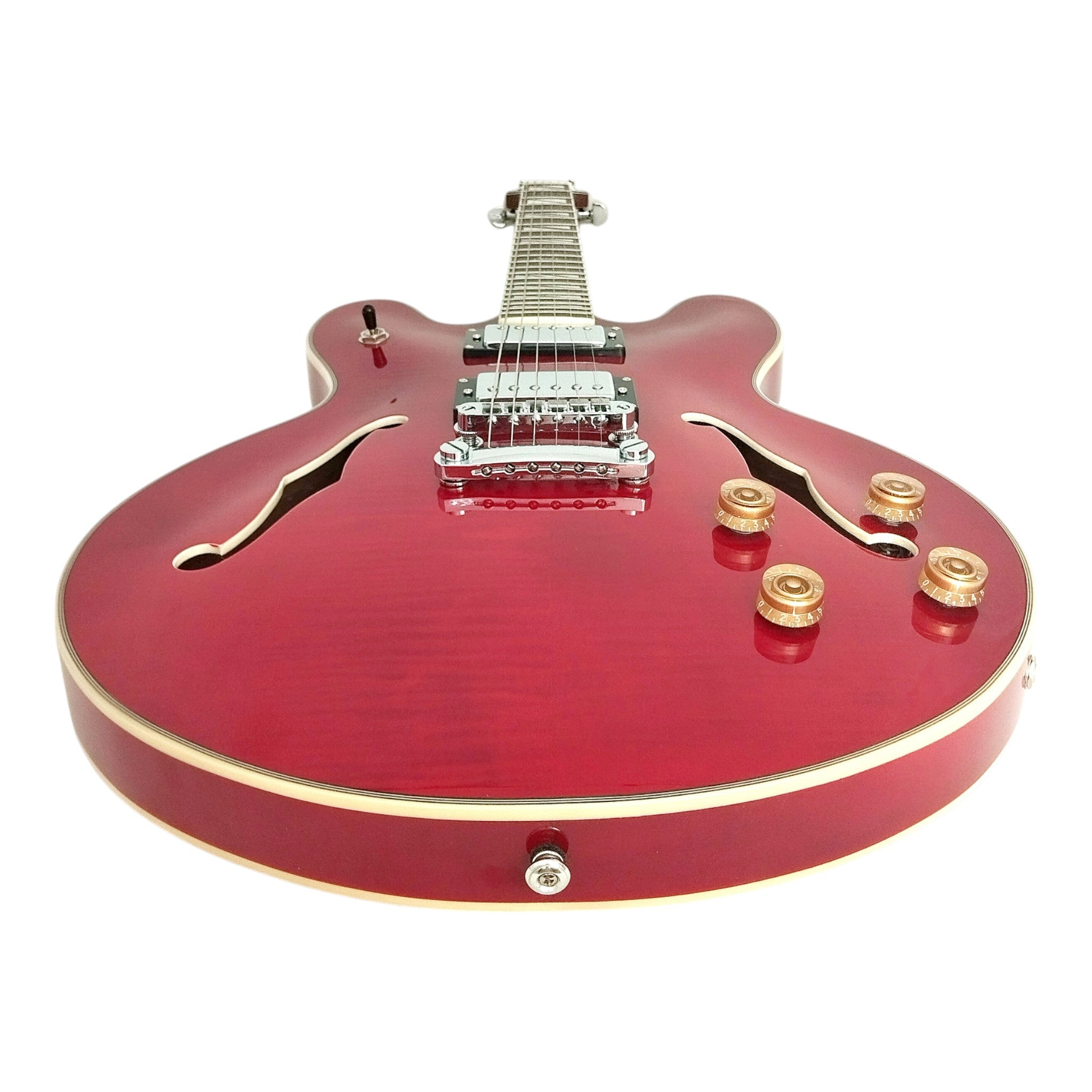 Haze SEG272 Cherry Red Semi-Hollow Electric Guitar with Dual Humbuckers