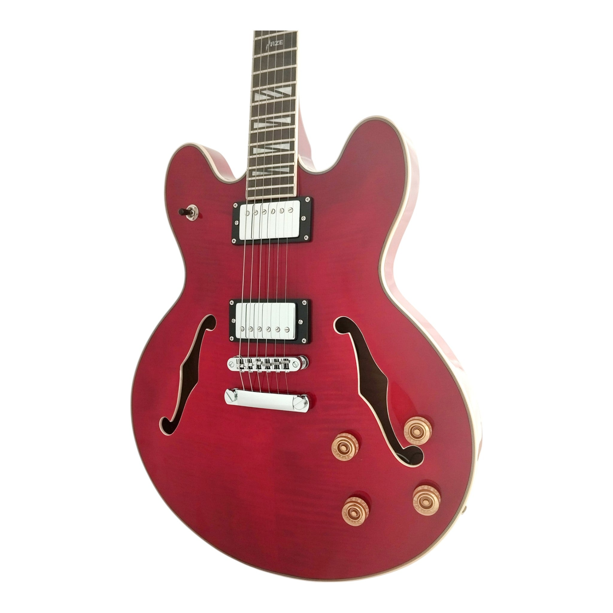 Haze SEG272 Cherry Red Semi-Hollow Electric Guitar with Dual Humbuckers