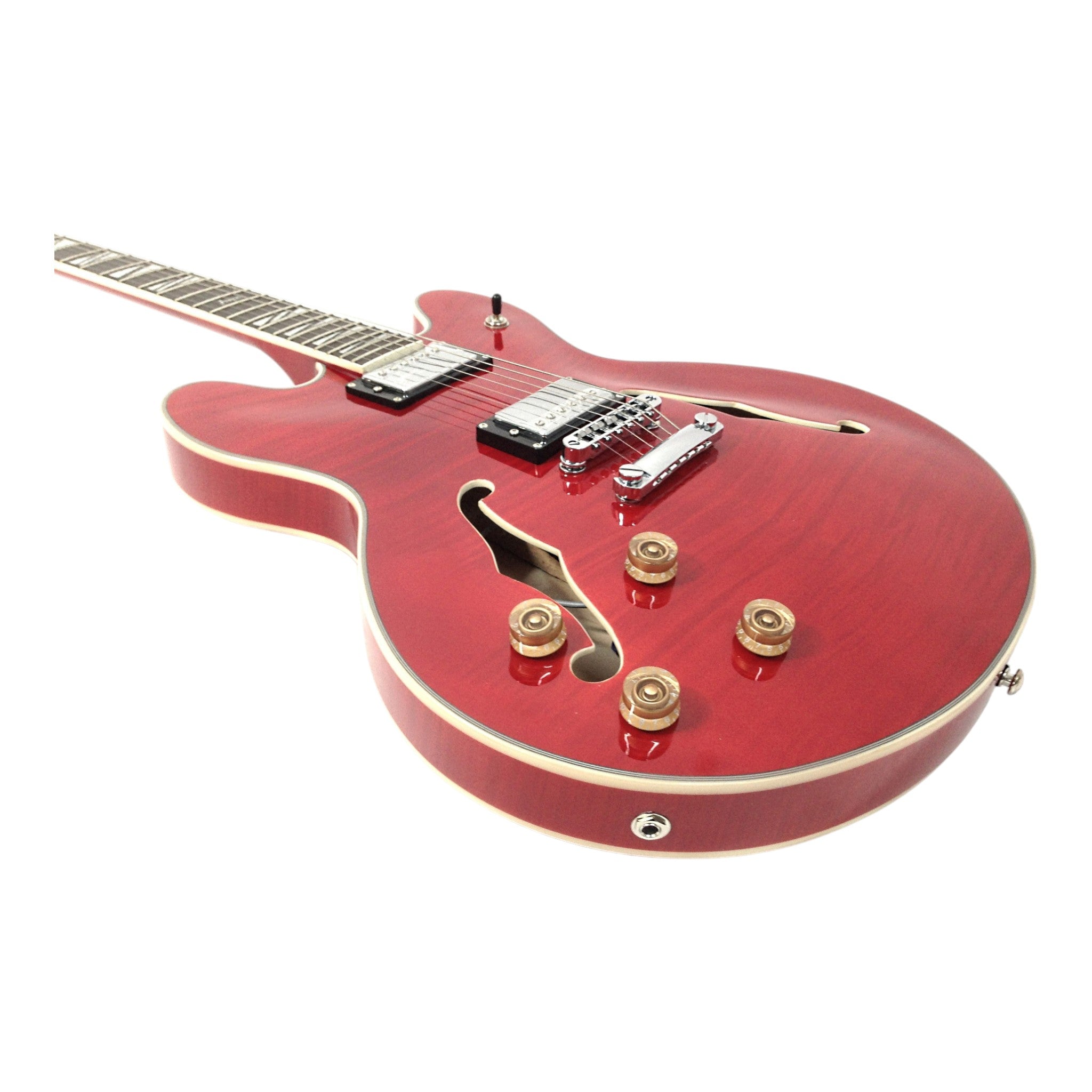 Haze SEG272 Cherry Red Left-Handed Semi-Hollow Electric Guitar with Dual Humbuckers