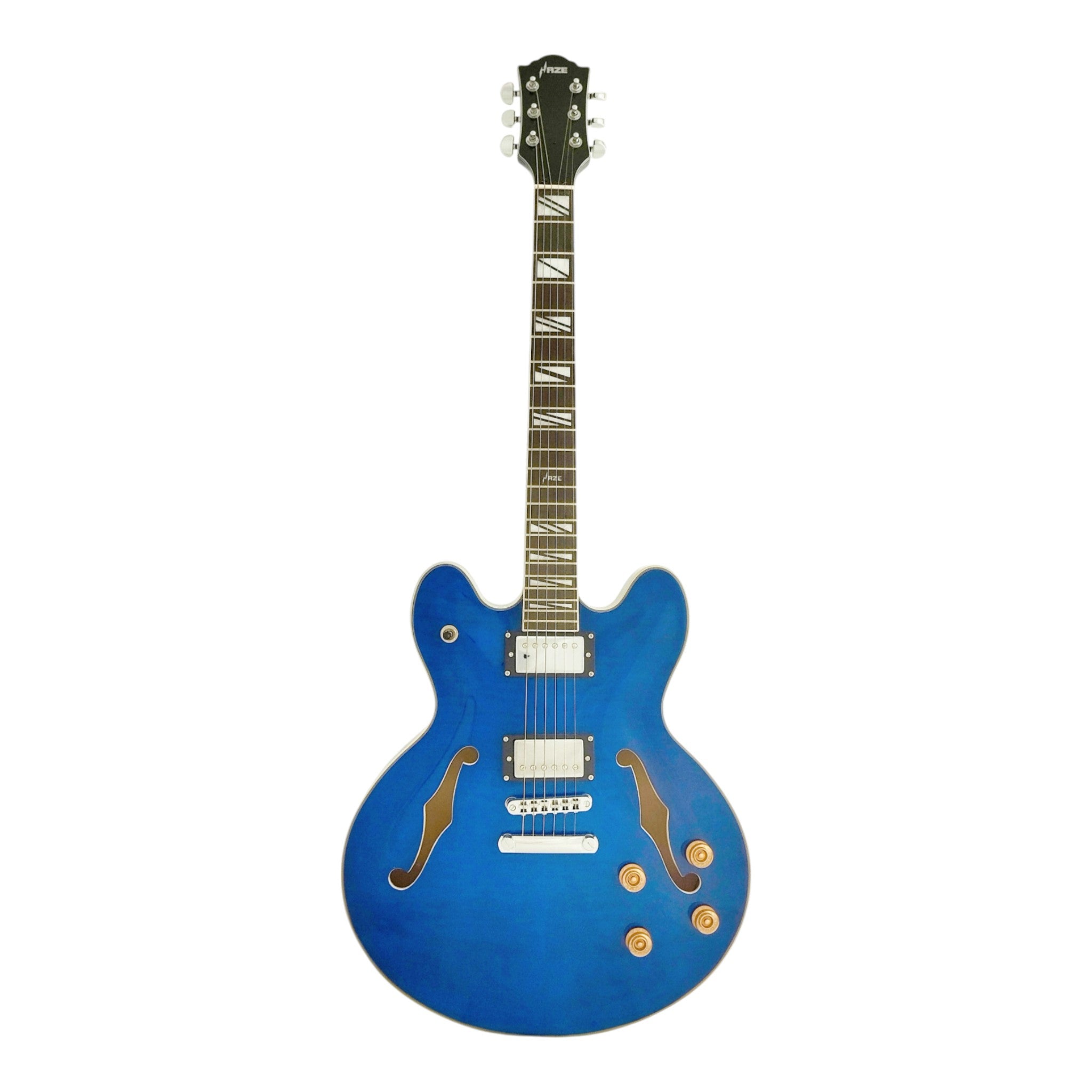 Haze SEG272 Deep Blue Semi-Hollow Electric Guitar with Dual Humbuckers