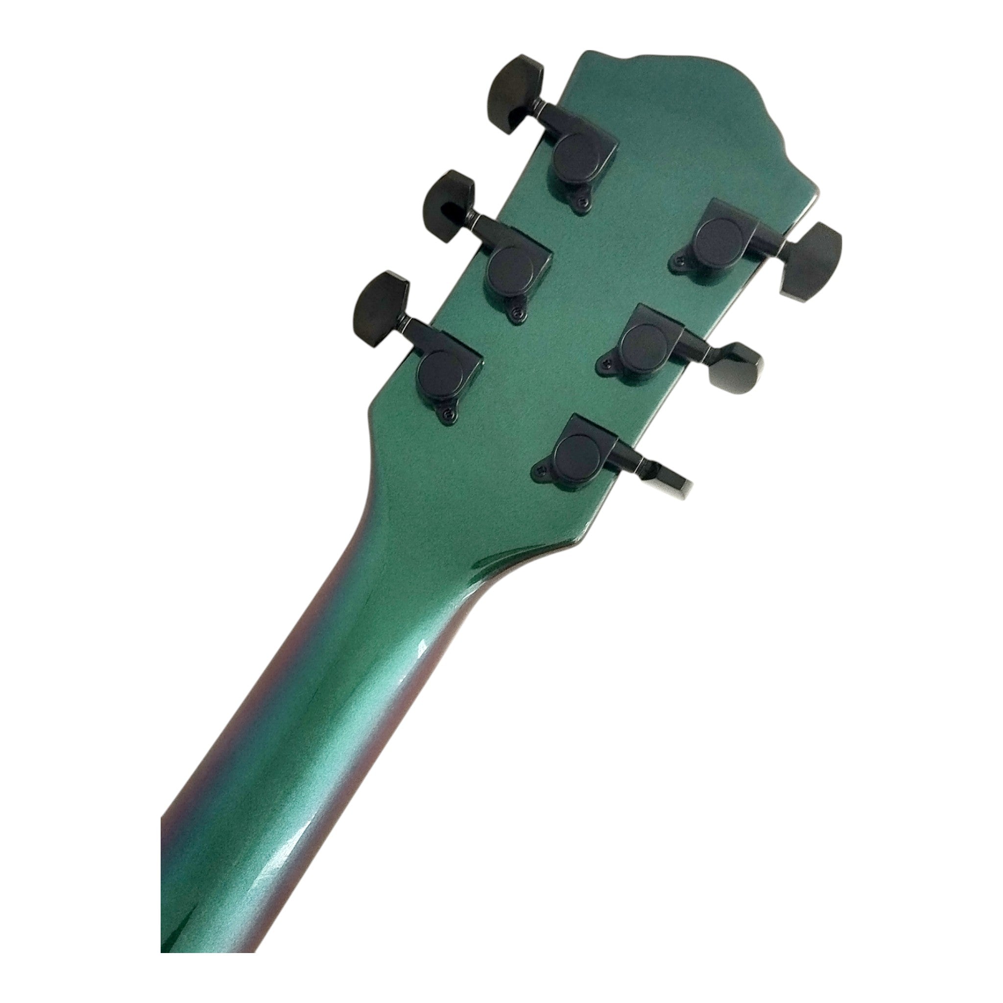 Haze SEG275 Chameleon Green/Purple "Hex" Electric Guitar with Dual Humbuckers