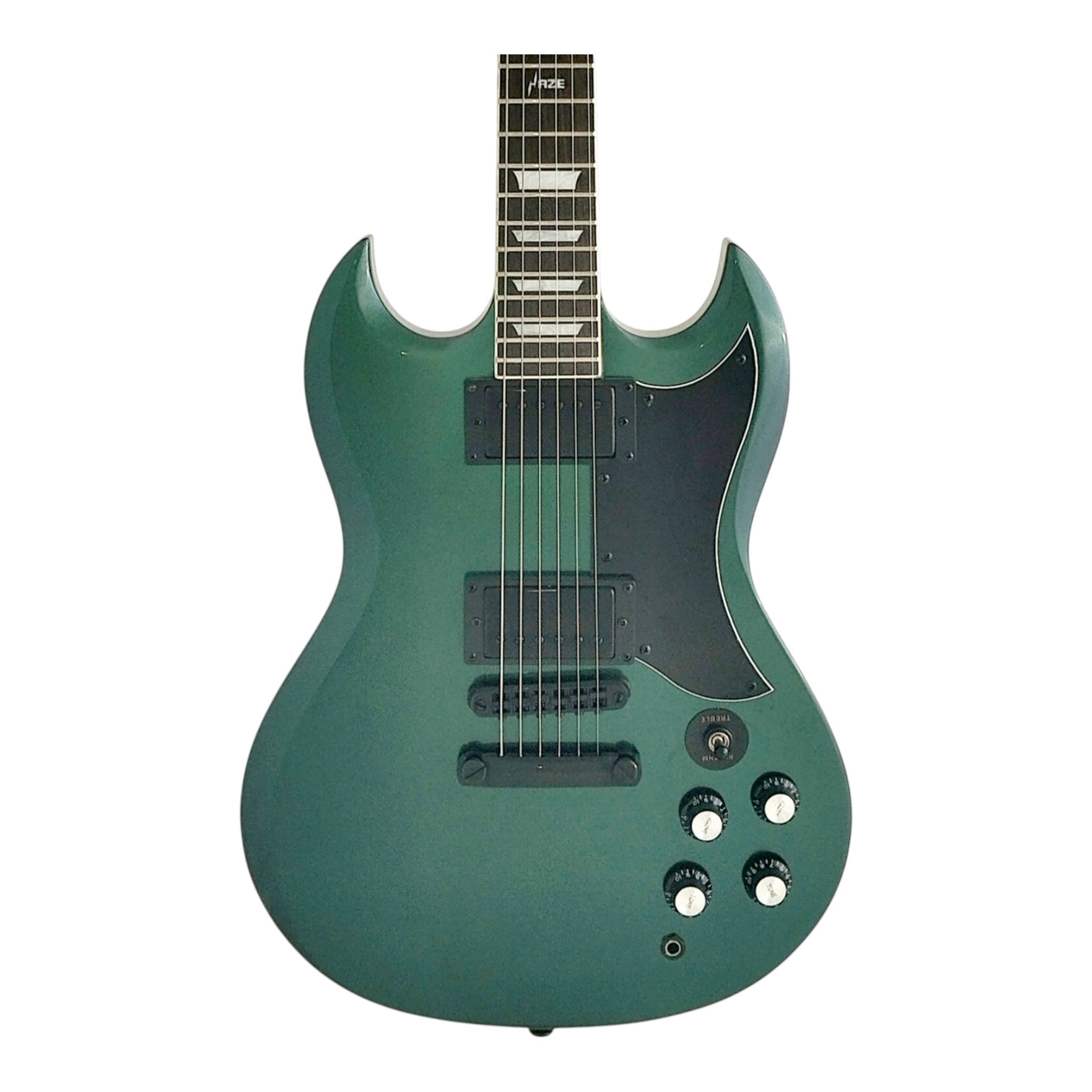 Haze SEG275 Chameleon Green/Purple "Hex" Electric Guitar with Dual Humbuckers