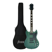 Haze SEG275 Chameleon Green/Purple "Hex" Electric Guitar with Dual Humbuckers