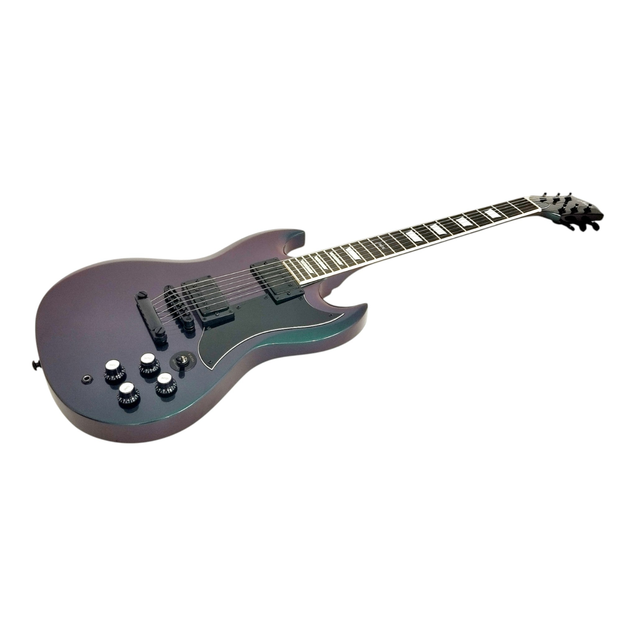 Haze SEG275 Chameleon Green/Purple "Hex" Electric Guitar with Dual Humbuckers