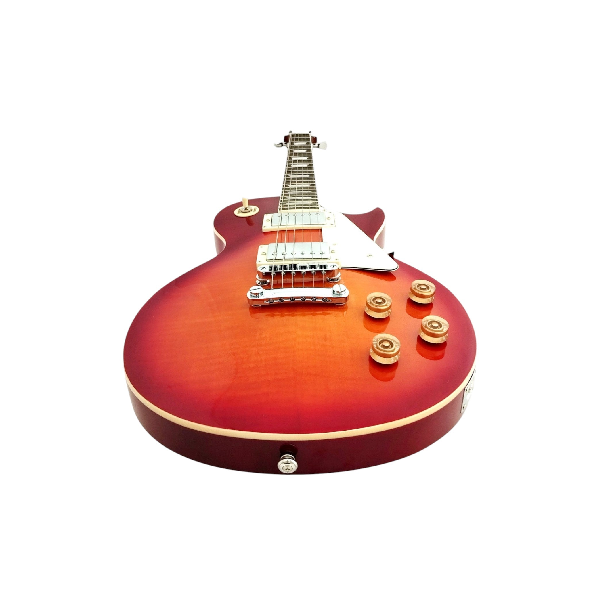 Haze SEG277 Cherryburst Electric Guitar with Humbuckers and Flame Maple Top + 10W Amp. (Optional)