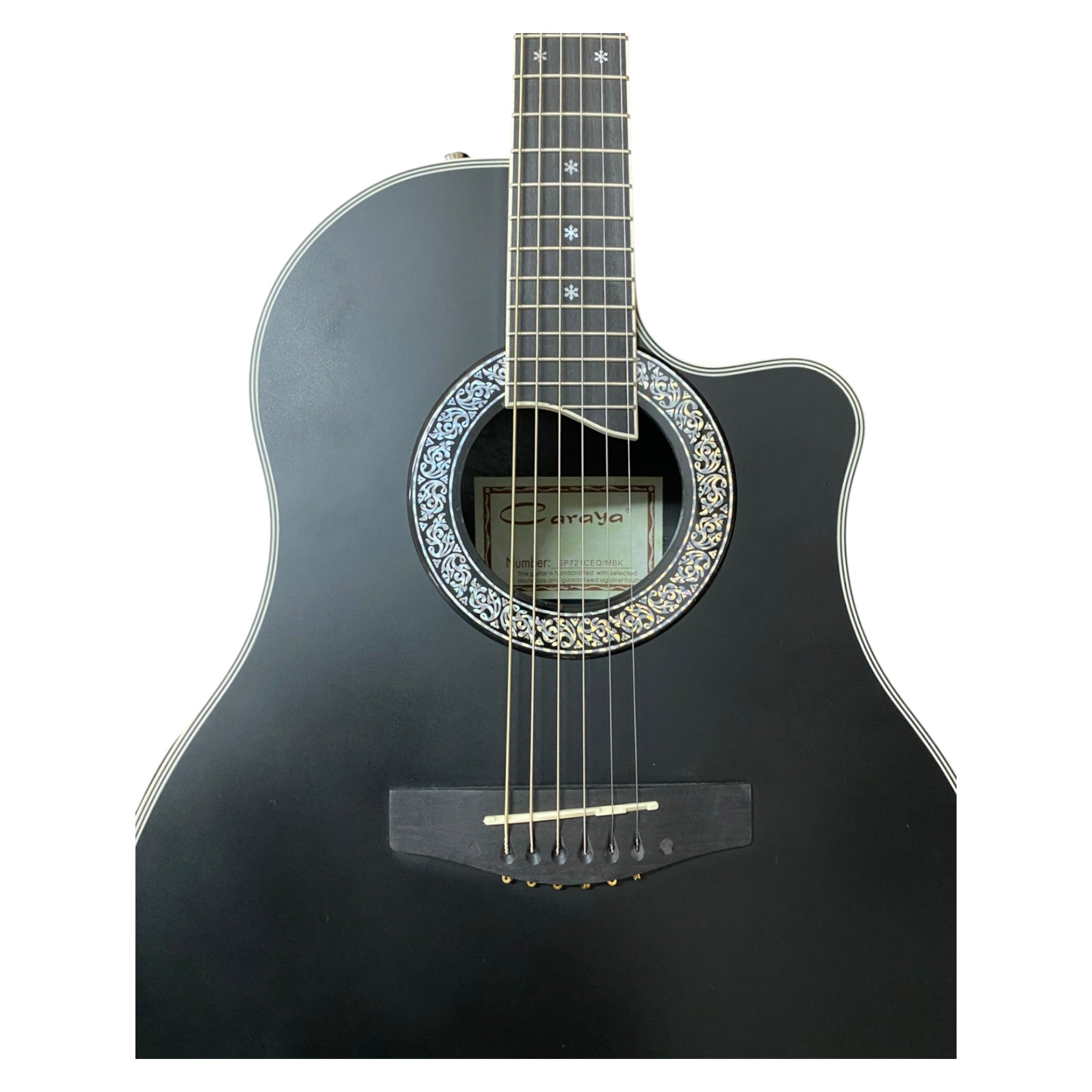 Haze SP721CEQMBK Roundback Built-In Pickups Fibre Glass Back Acoustic Guitar - Black