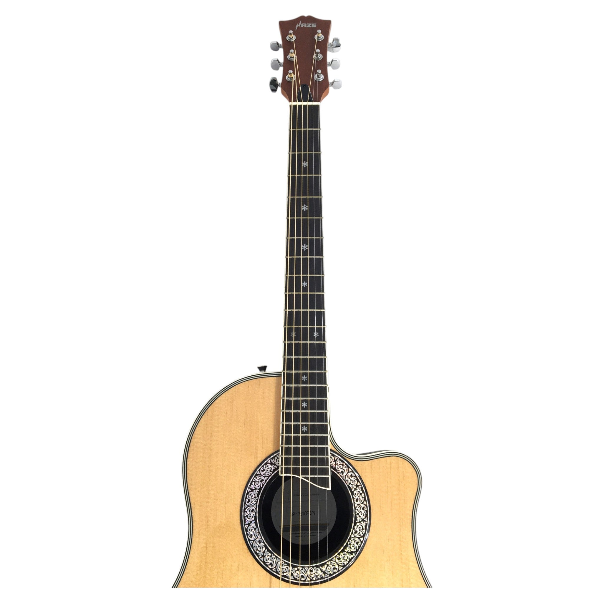 Haze SP721CEQN Fibre Glass Roundback Built-In Pickups/Tuner Acoustic Guitar - Natural with Accessories and 10W Amp. (Optional)