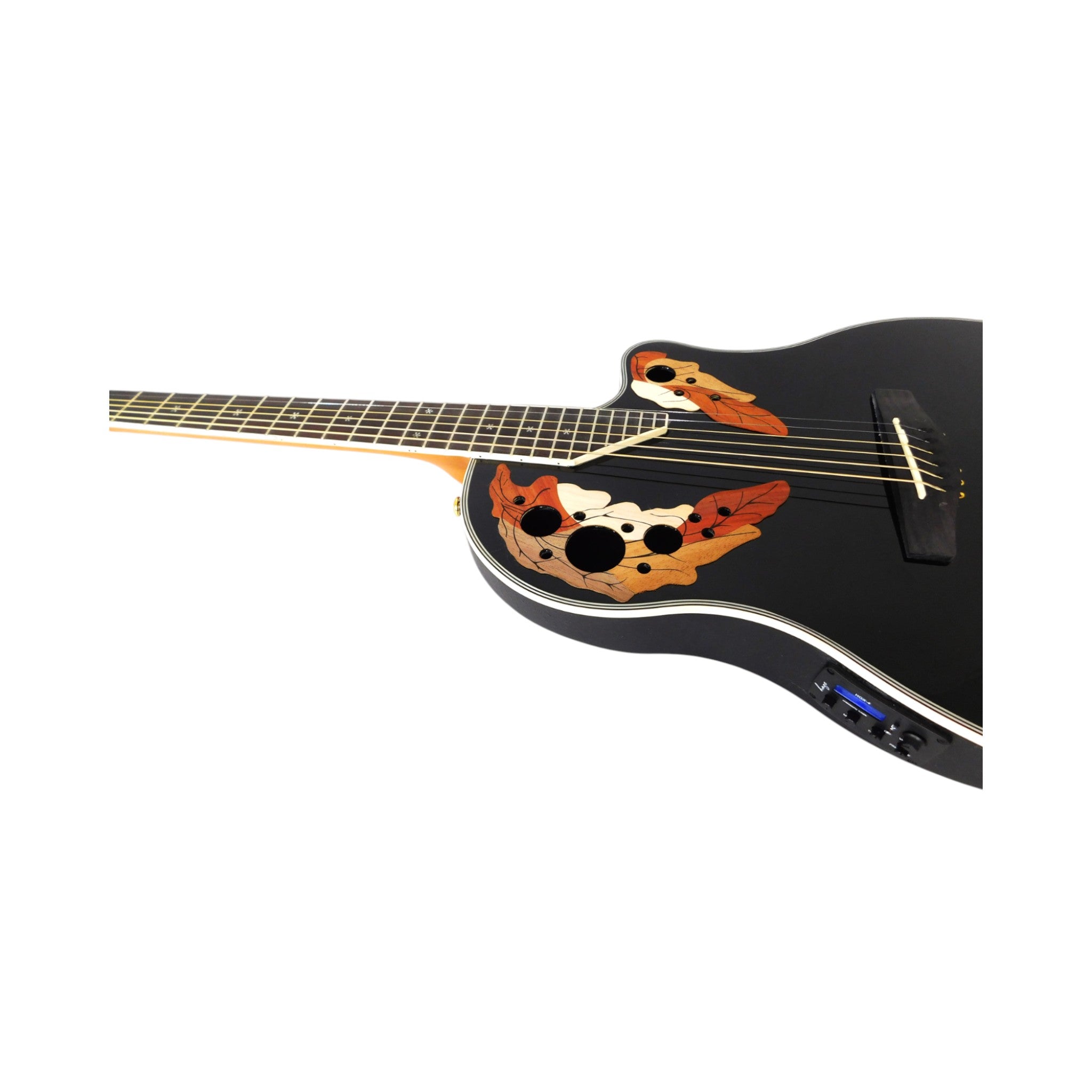 Haze SP723CEQBK Roundback Acoustic Guitar with Built-In Pickups & Tuner – Black, Includes Accessories & Optional 10W Amp