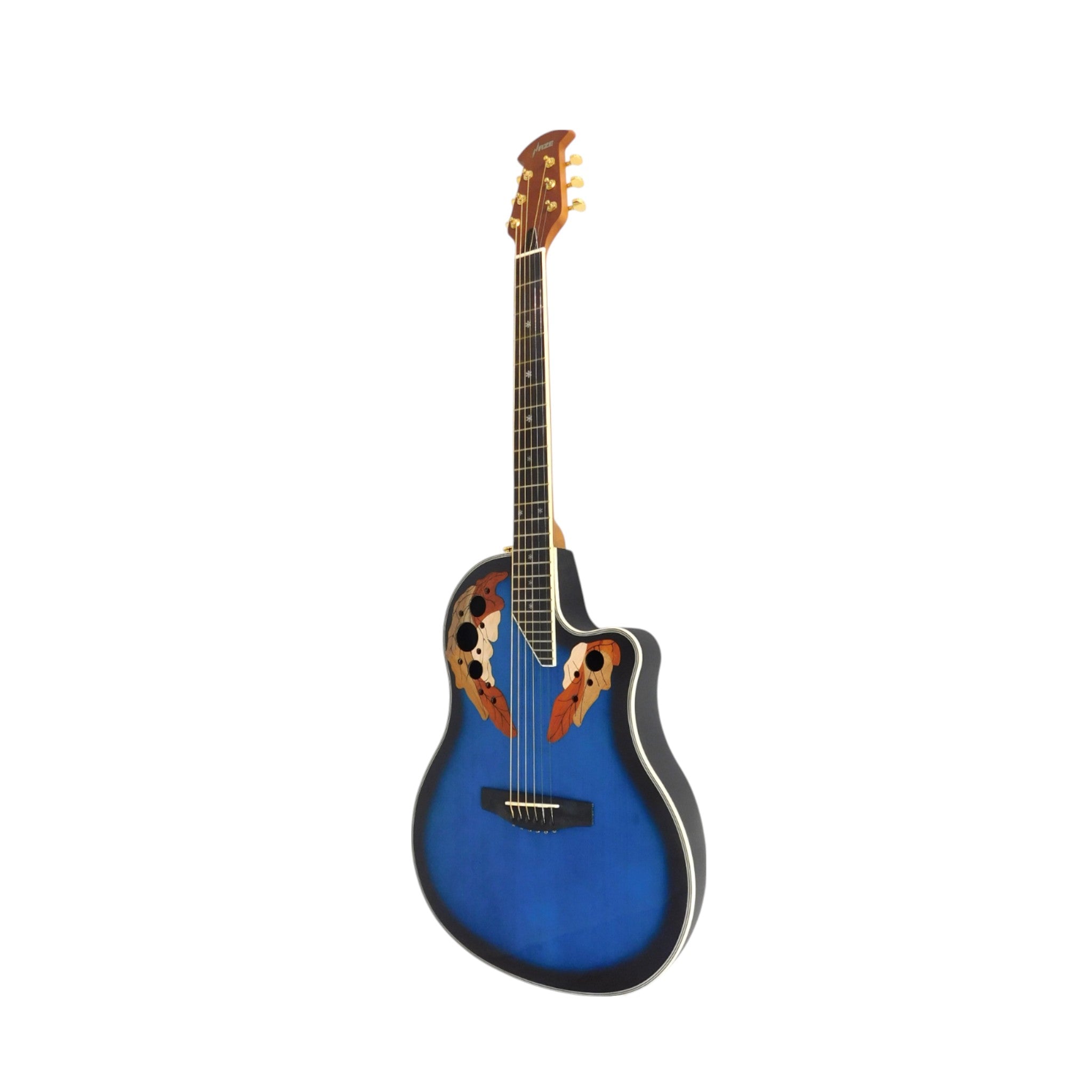 Haze SP723CEQBLS Fibre Glass Roundback Built-In Pickups/Tuner Acoustic Guitar - Blue with Accessories and 10W Amp. (Optional)