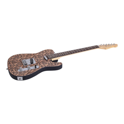Haze TL197 Engraved Woodgrain "Rosethorn" Electric Guitar with Single Coils