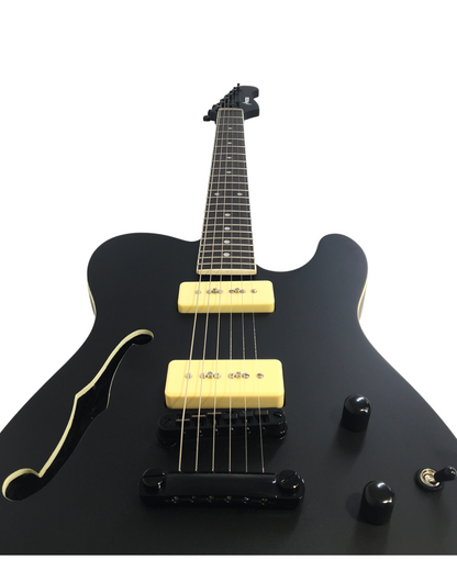 Haze Semi-Hollow HH Maple Neck HTL Electric Guitar - Black HSE501BK