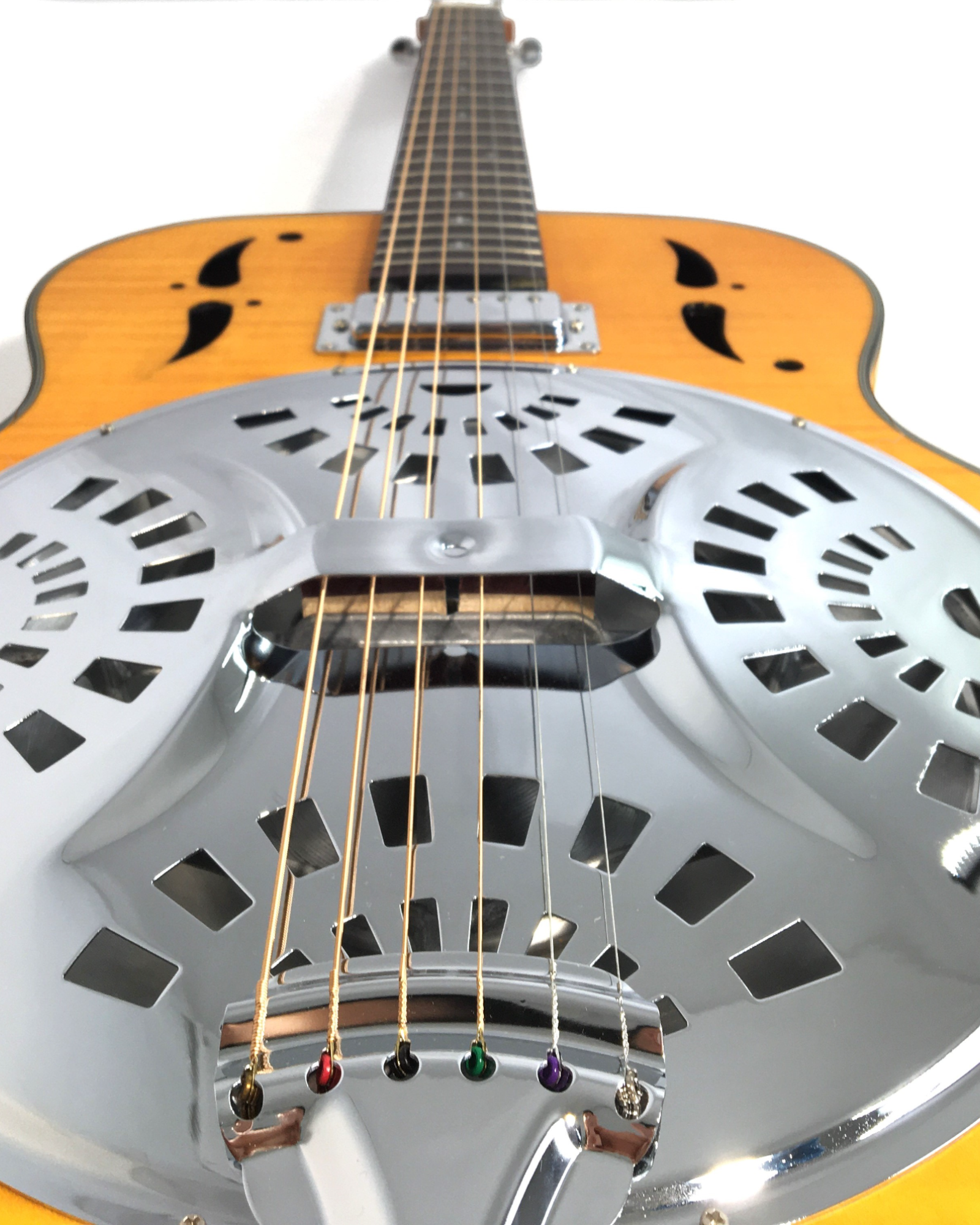 Haze SDG727 Roundneck Resonator Guitar, Flame Maple, with Pickups + Free Gig Bag
