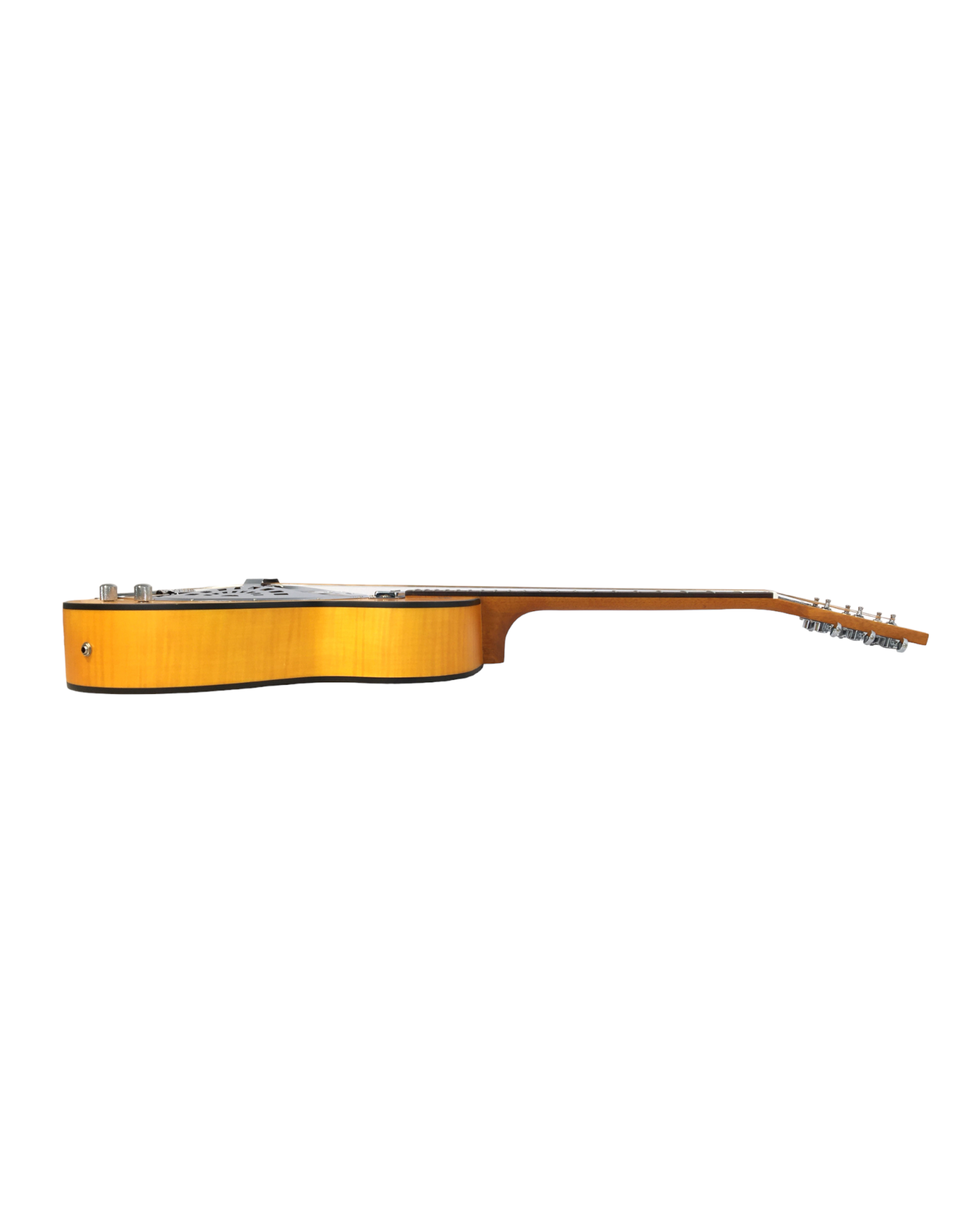 Haze SDG727 Roundneck Resonator Guitar, Flame Maple, with Pickups + Free Gig Bag
