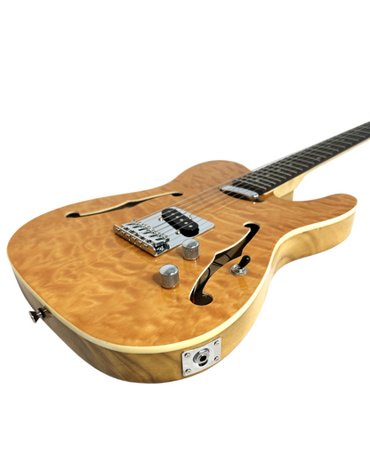 Haze Semi-Hollow Lightweight Quilted Paulownia HTL Electric Guitar - Natural TL19012FHQN