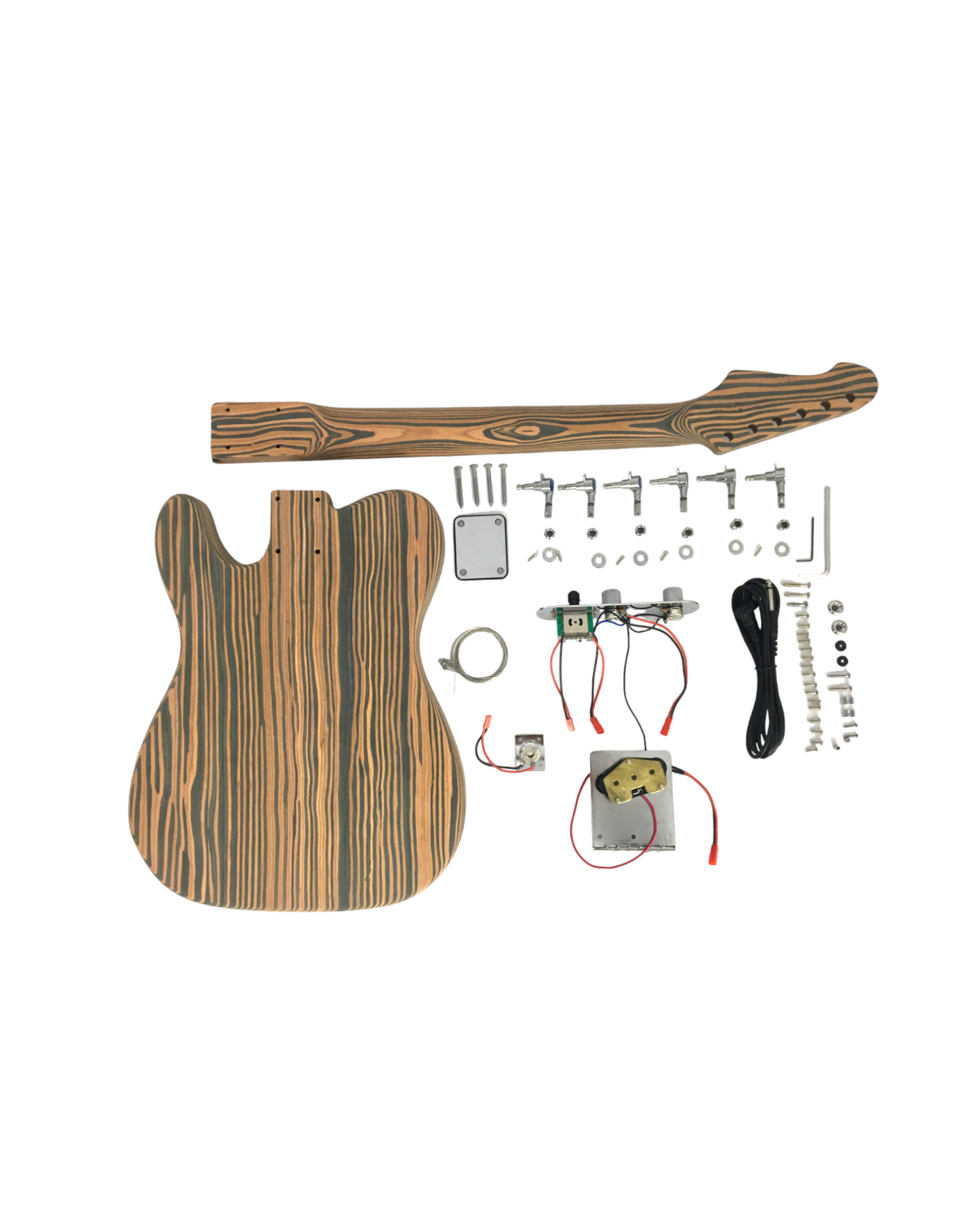 E500TLDIY Technical ZebraWood Body+Neck, No-Soldering Electric Guitar DIY Kit
