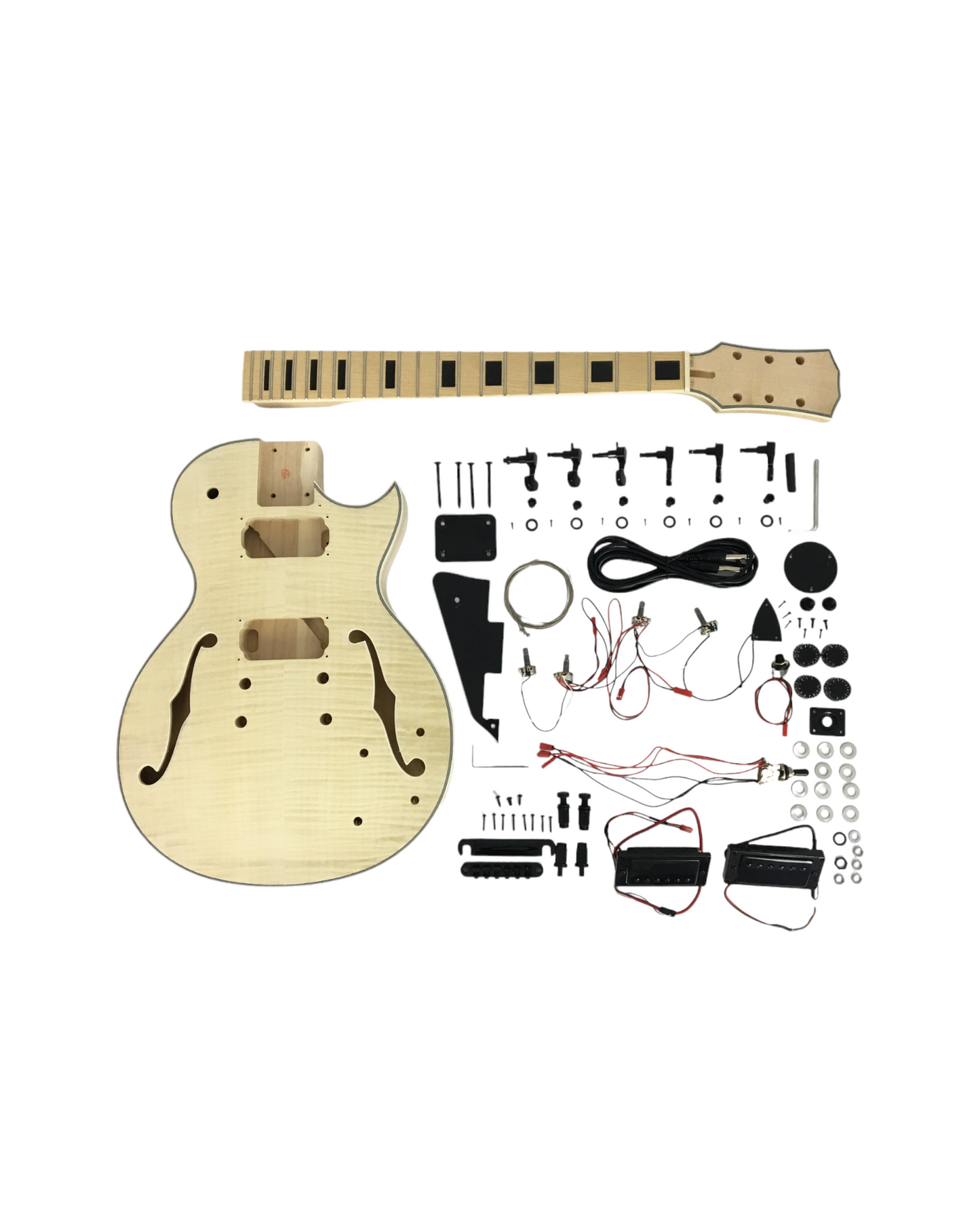 E239SMBDIY Semi-Hollow Body Electric Guitar DIY, No-Soldering, Set Neck, Black Hardware