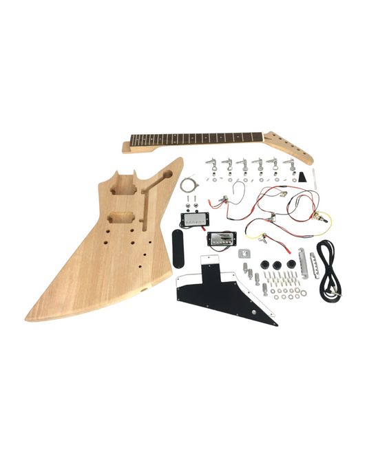 DIY DKE1958  Explorer Style Electric Guitar DIY Kit, Complete No-Soldering, Mahogany Body. have one black and one white pickguards