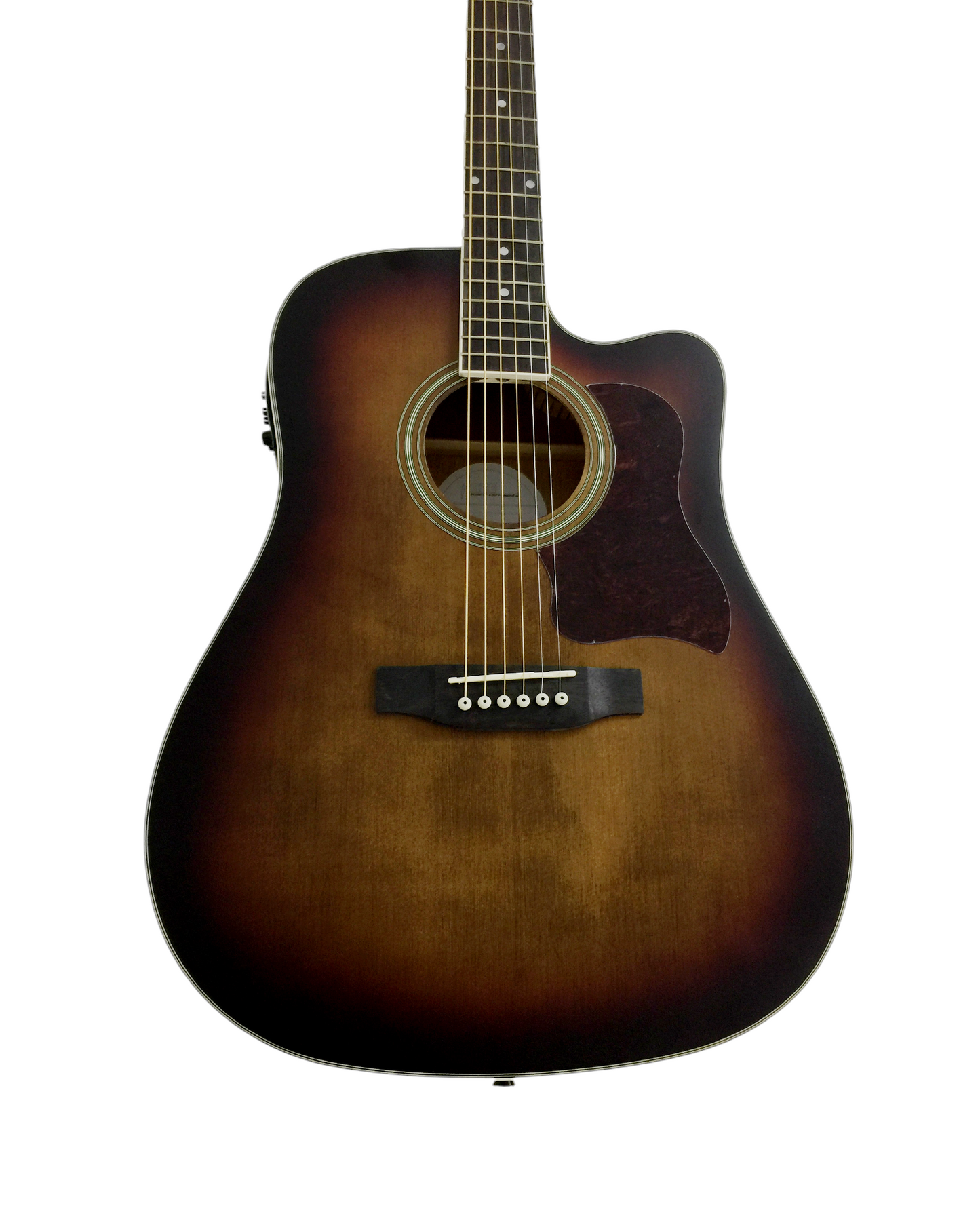 Haze F650DVSCEQ Mahogany Top Built-In Pickup/Tuner Cutaway Acoustic Guitar - Tobaccoburst with Accessories and 10W Amp. (Optional)