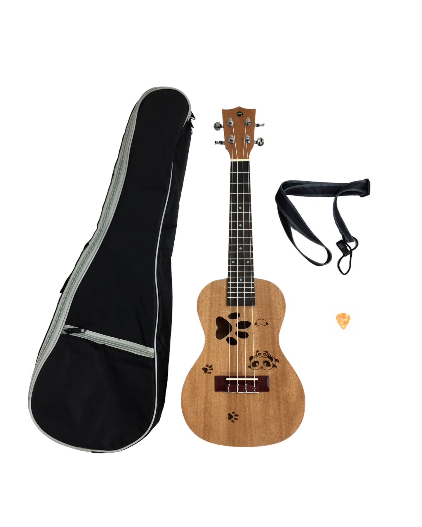 Haze UK231P All-Mahogany Concert Ukulele + Free Padded Bag, Hook Strap, Pick