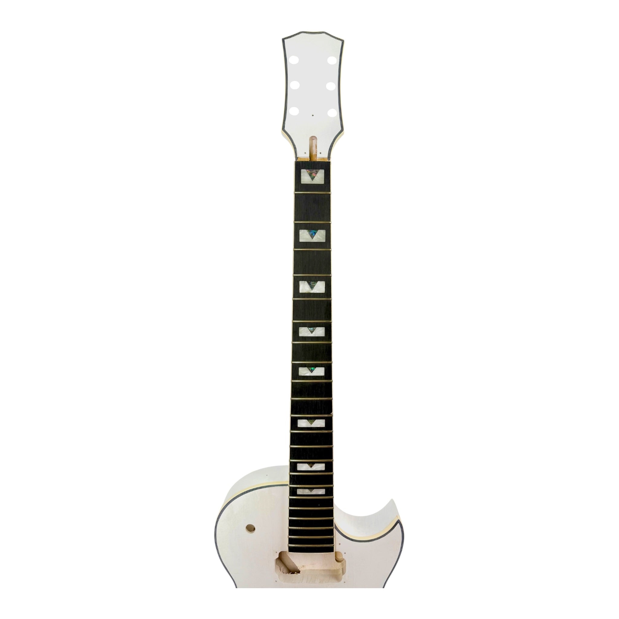 E238DIYWH White-Primed Arched Top Solid Basswood Body Maple Set-Neck HLP H-H Electric Guitar DIY Kit - Complete No-Soldering w/ 3-Ply Ivory Trims & Chrome Hardware