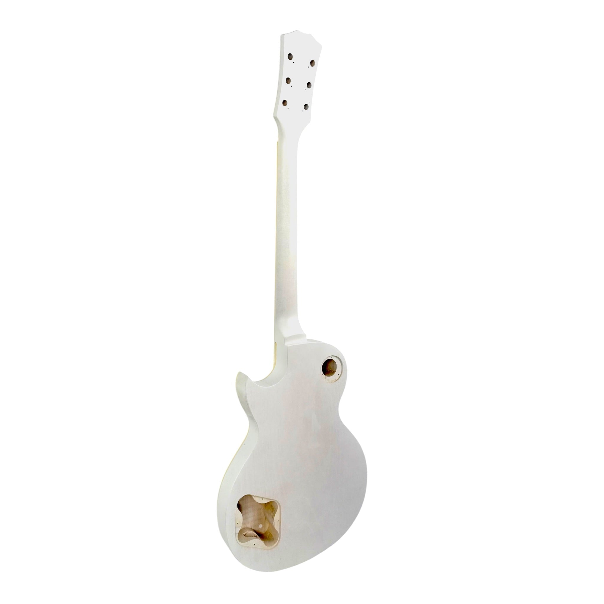 E238DIYWH White-Primed Arched Top Solid Basswood Body Maple Set-Neck HLP H-H Electric Guitar DIY Kit - Complete No-Soldering w/ 3-Ply Ivory Trims & Chrome Hardware