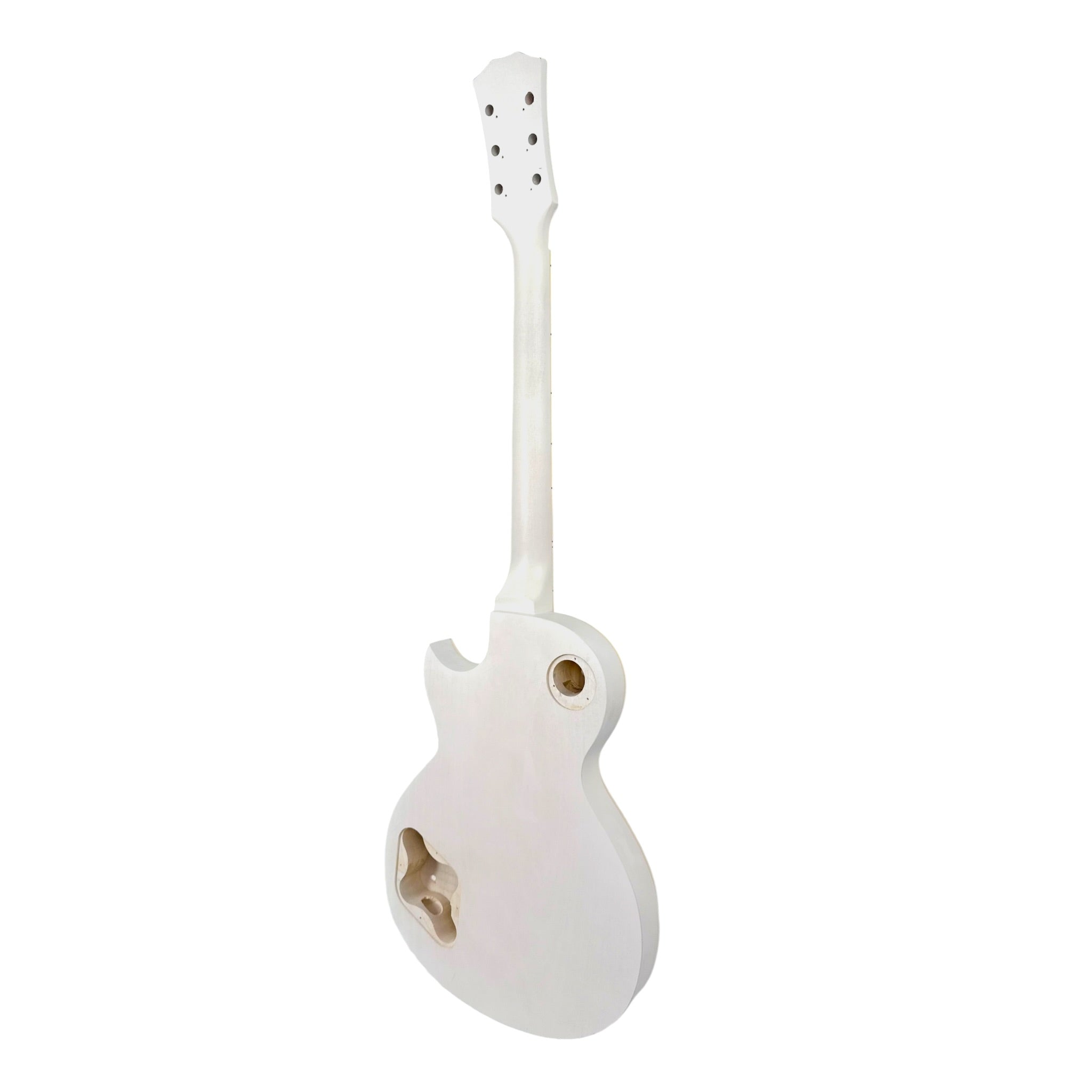 E238DIYWH White-Primed Arched Top Solid Basswood Body Maple Set-Neck HLP H-H Electric Guitar DIY Kit - Complete No-Soldering w/ 3-Ply Ivory Trims & Chrome Hardware