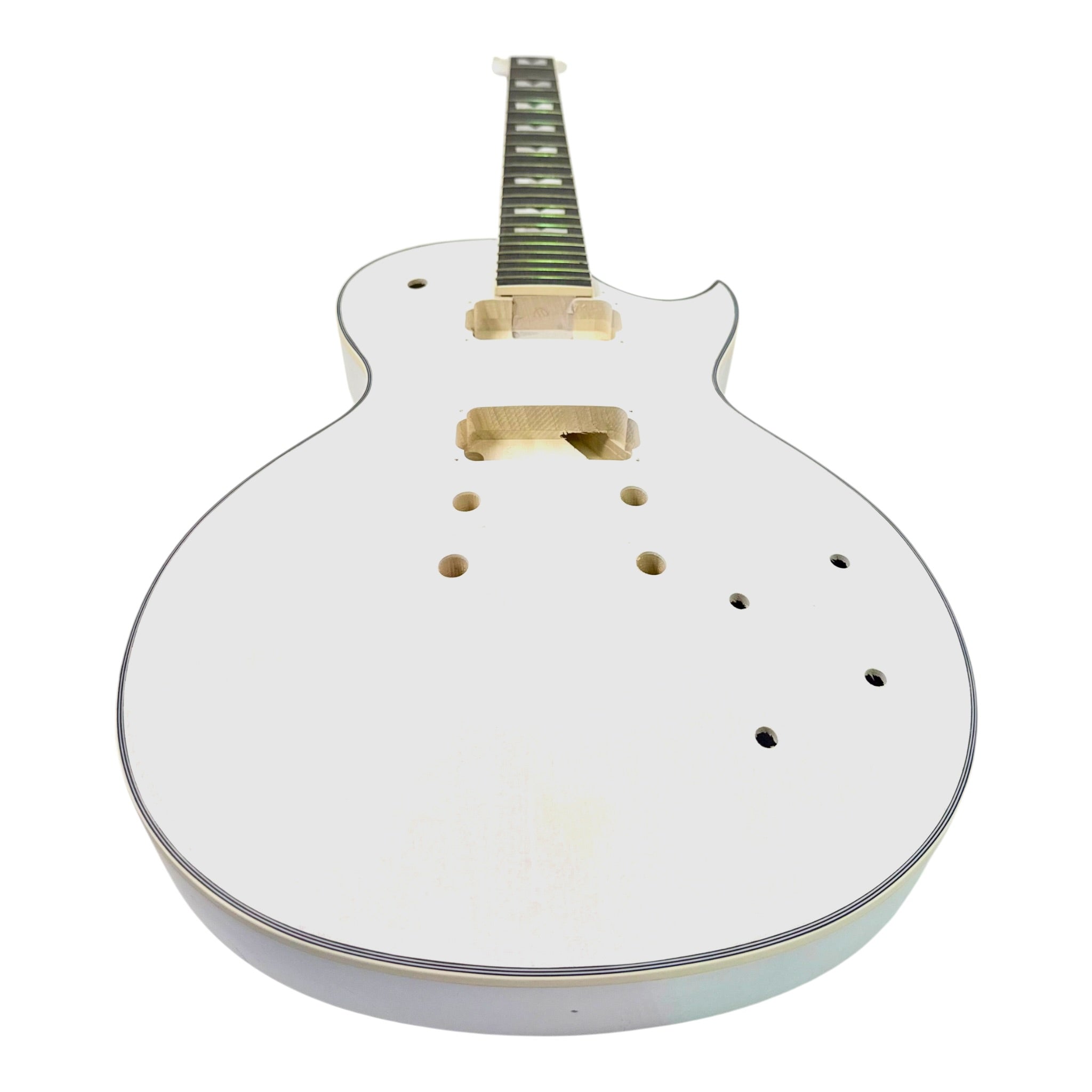 E238DIYWH White-Primed Arched Top Solid Basswood Body Maple Set-Neck HLP H-H Electric Guitar DIY Kit - Complete No-Soldering w/ 3-Ply Ivory Trims & Chrome Hardware