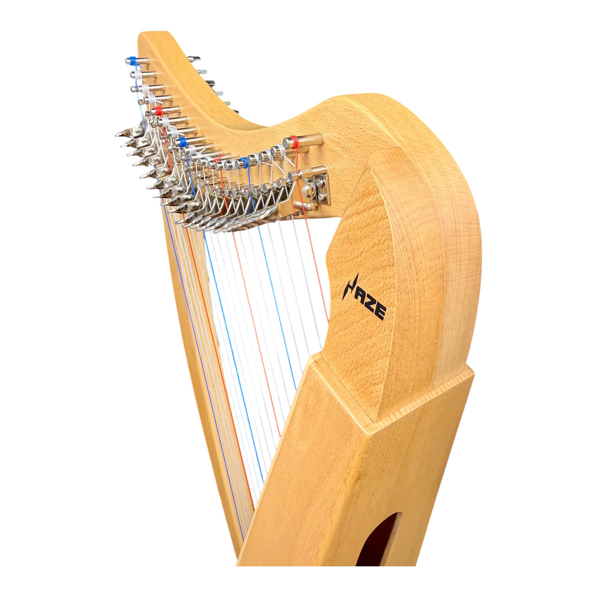 Haze WH19BH 19-String Lever-Fitted Lap Harp -  Natural Beech Harp with Maple Soundboard