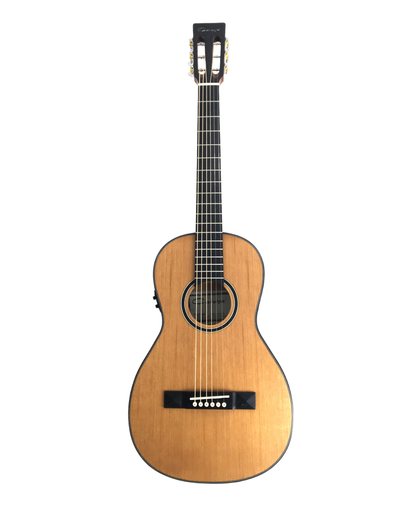 Caraya PARLOR610 Electric-Acoustic Guitar EQ Natural Matt + Free Gig bag, 3 Picks